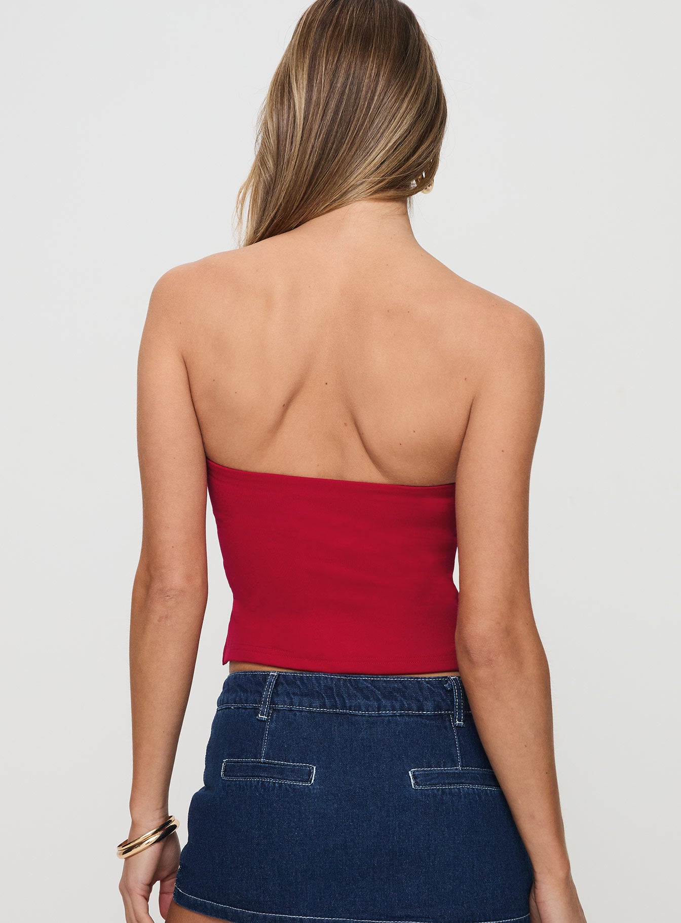 Aurorah Strapless Top Red Clearance Pices