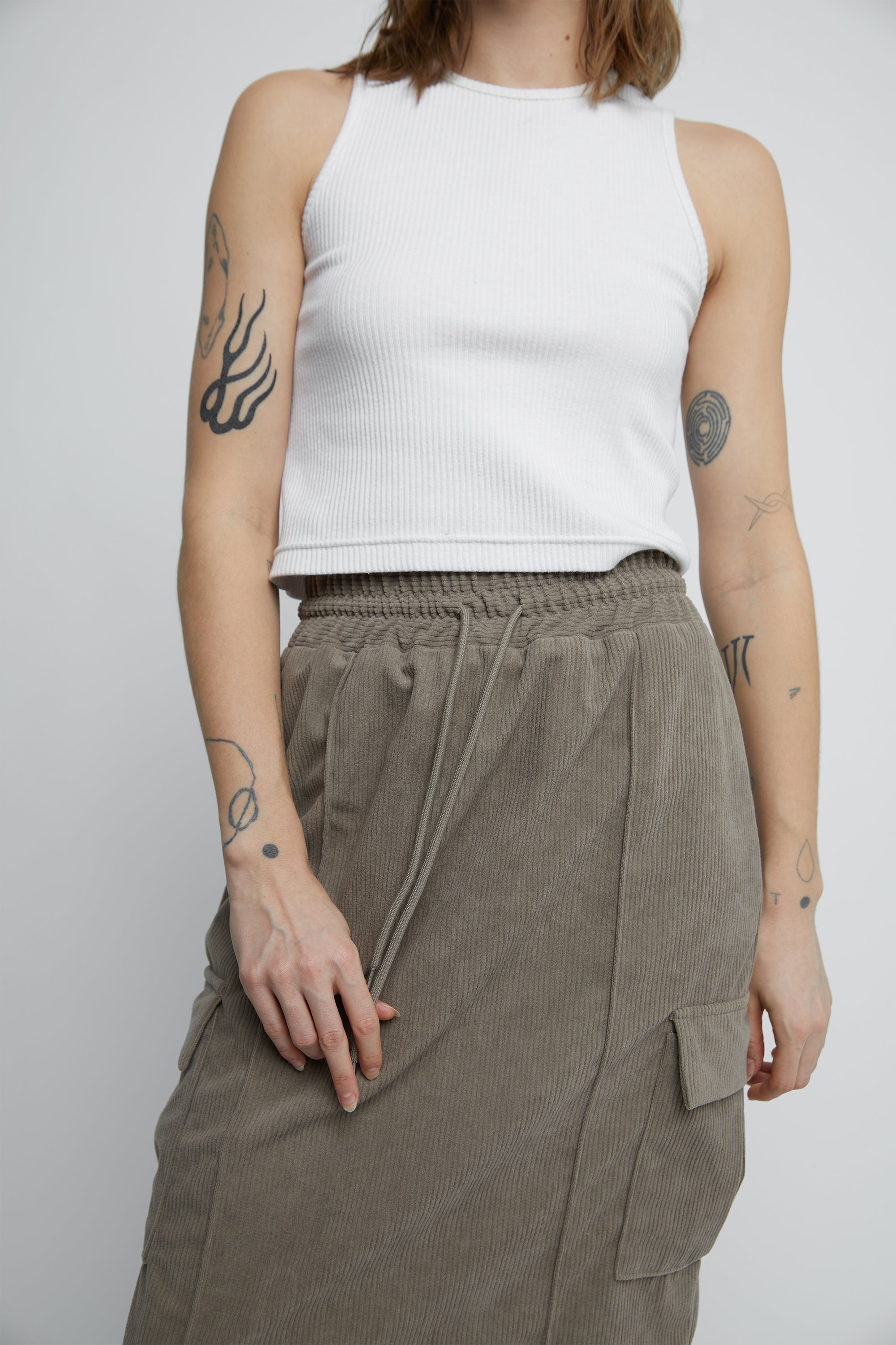 MIDI CORDUROY CARGO SKIRT Cheapest