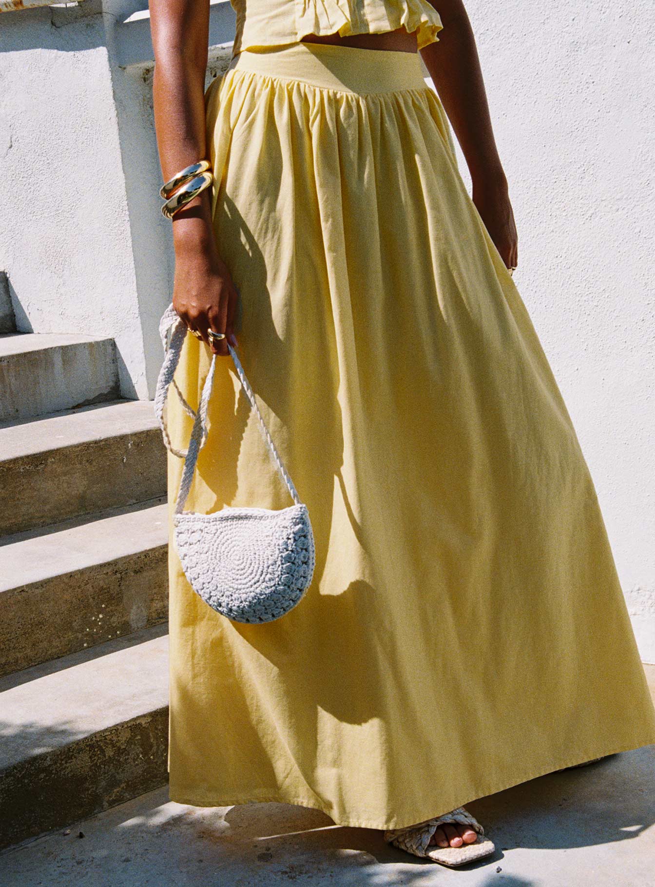 Valerio Maxi Skirt Yellow Clearance Pirce Sale