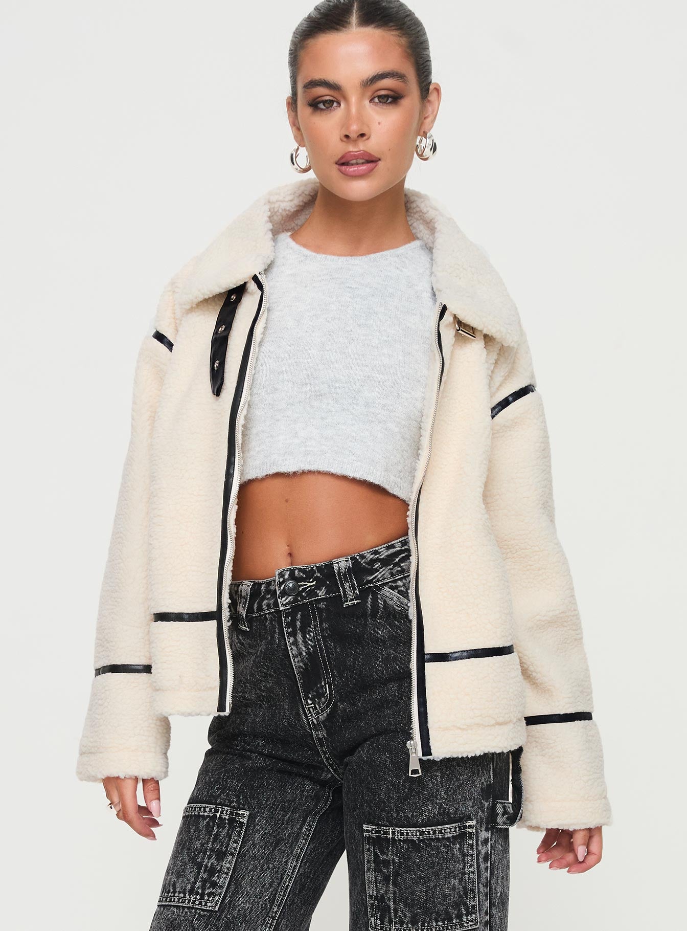 Lumanara Shearling Jacket Cream Clearance Tumblr