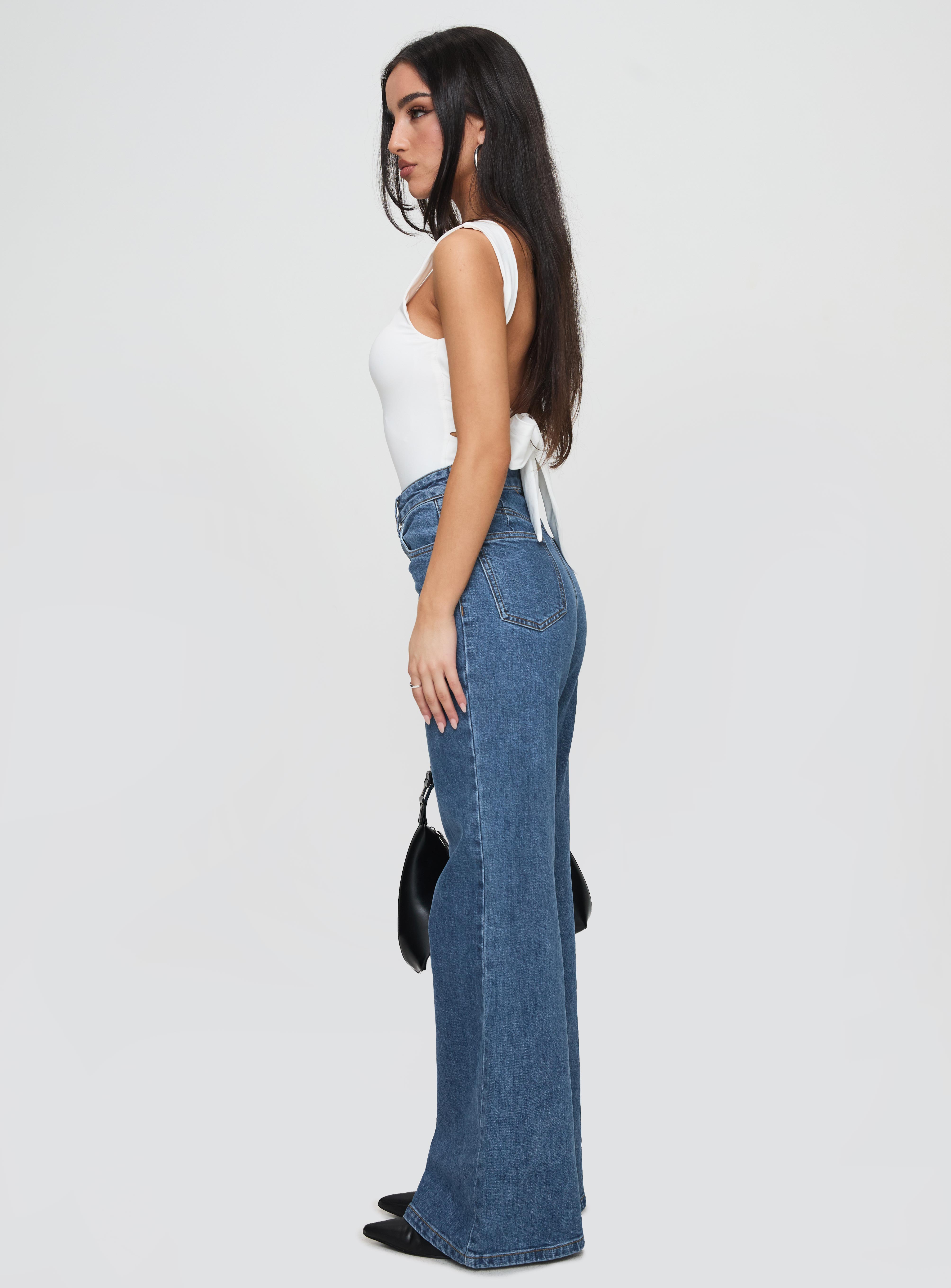 Lucille High Rise Flare Leg Jeans Mid Wash Amazing Pice