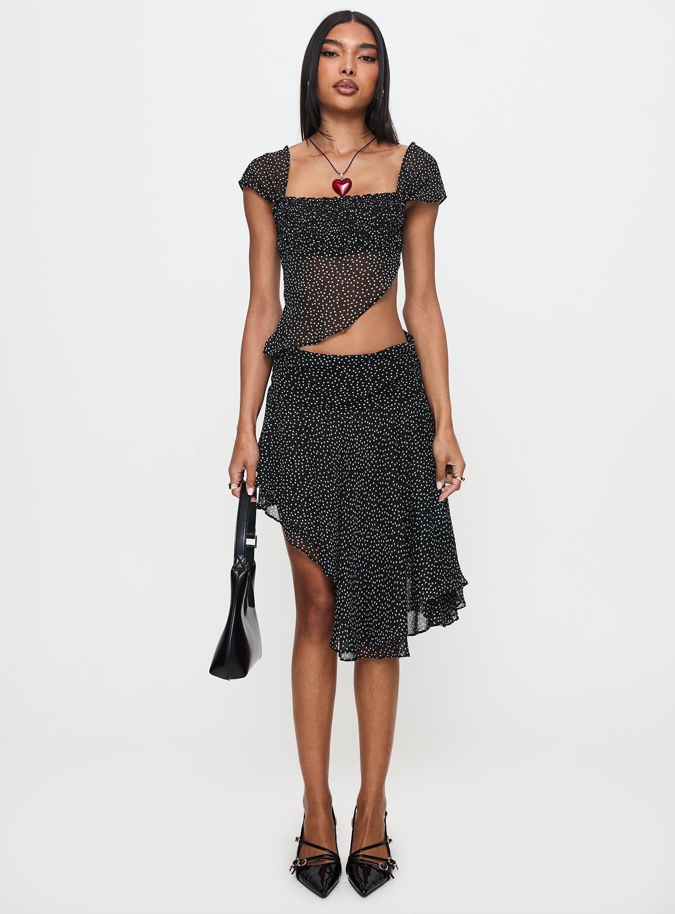 Legacy Midi Skirt Onyx Polka Largest Supplier For Sale