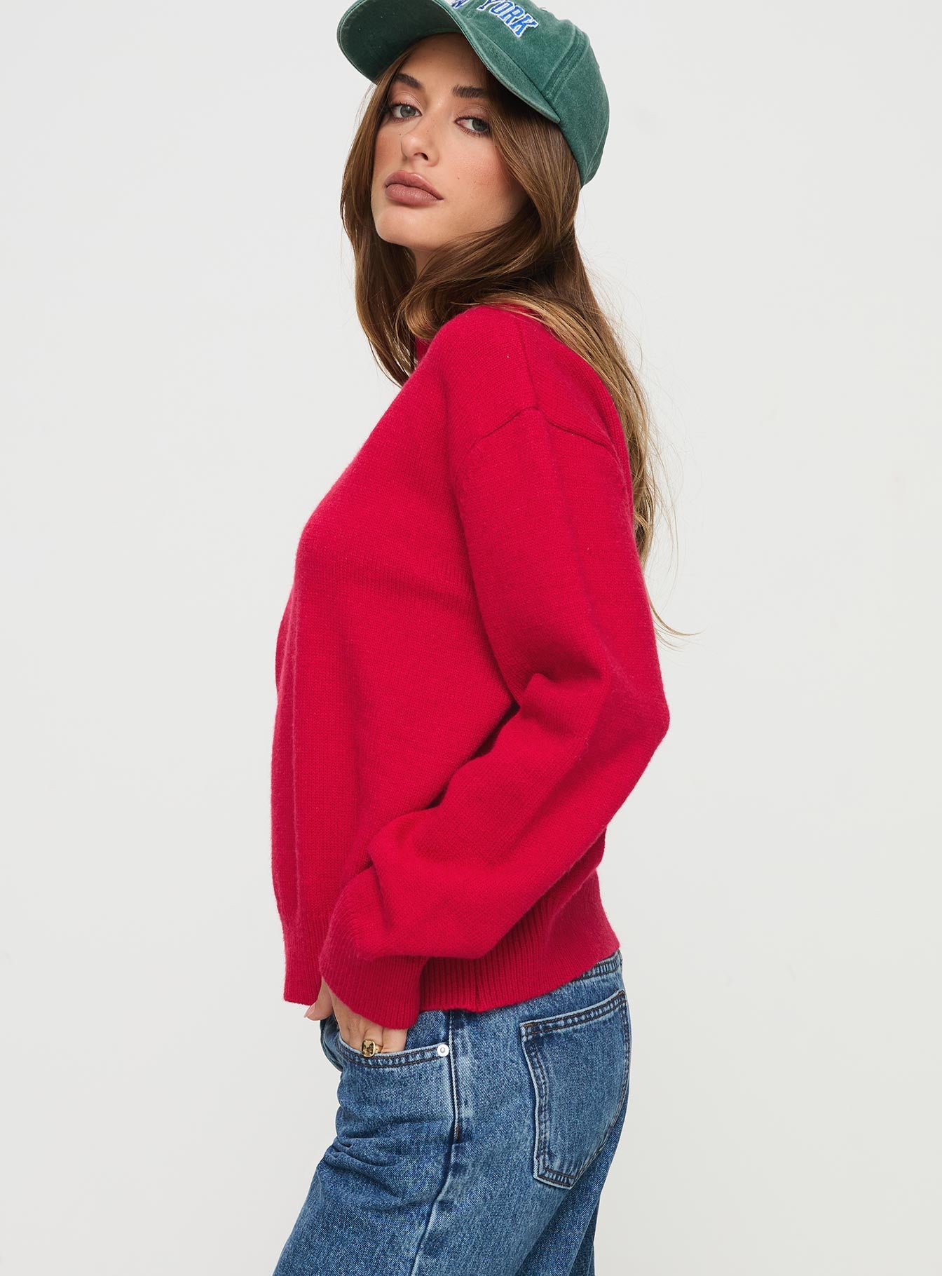 Oberan Knit Sweater Red With Paypal For Sale