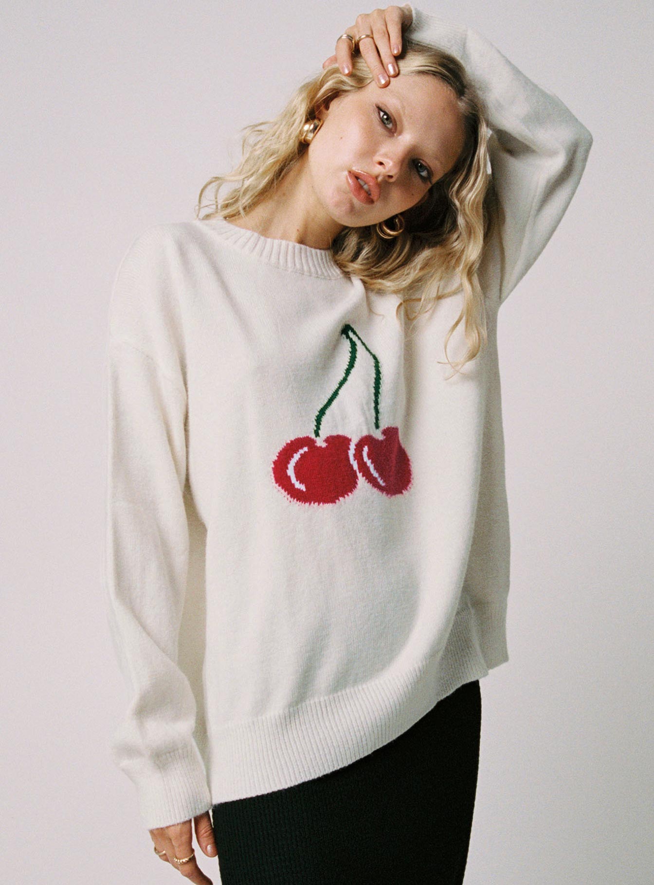 Cherry Dreams Knit Jumper Cream Choice Cheap Pice