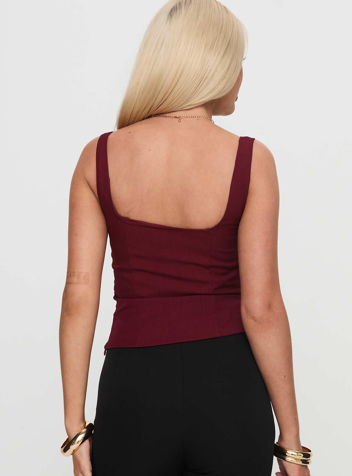 Lallina Top Burgundy Low Pice Sale Online