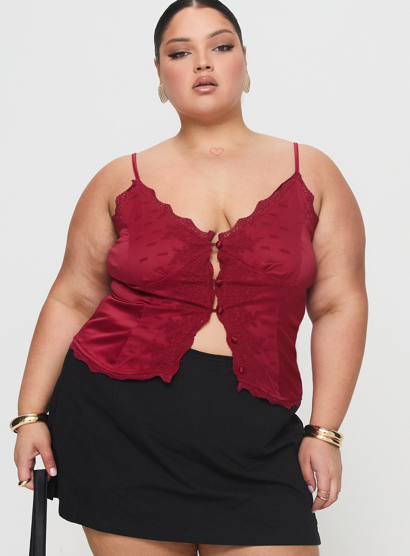 Juliana Top Dark Red Curve Sale Browse