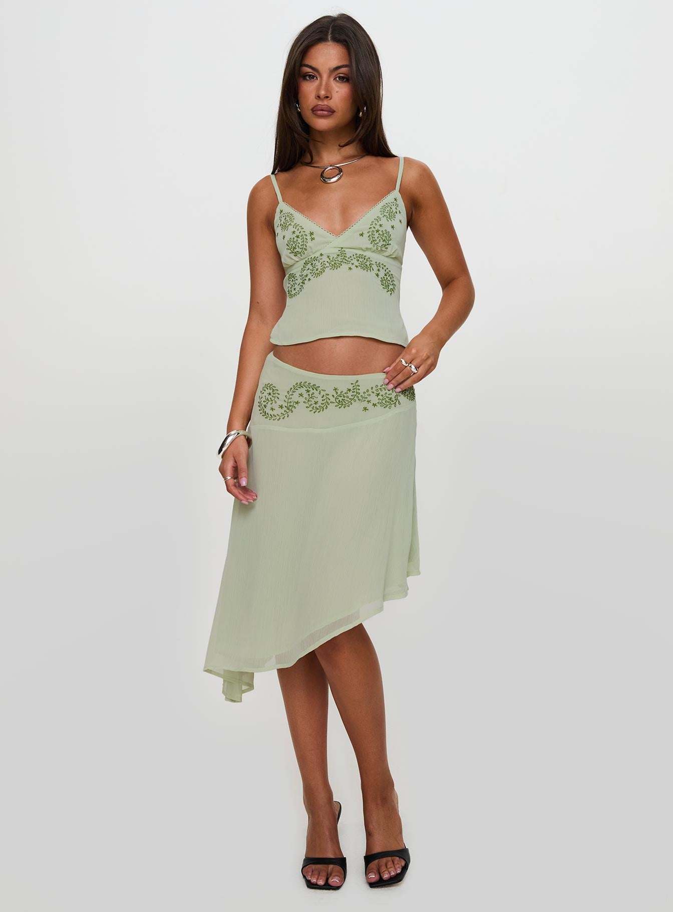 Pappilion Asymmetrical Midi Skirt Sage Petite Huge Surprise Cheap Pice