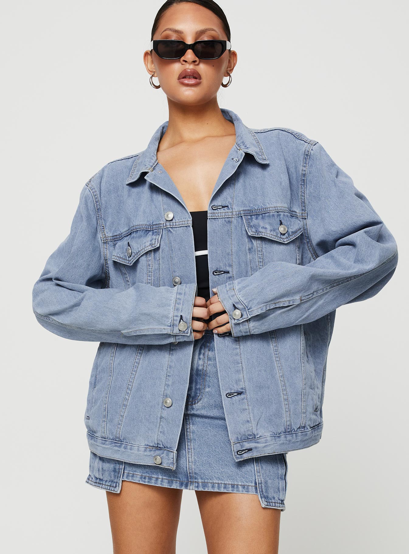 Western Denim Jacket Pale Blue Marketable Cheap Pice