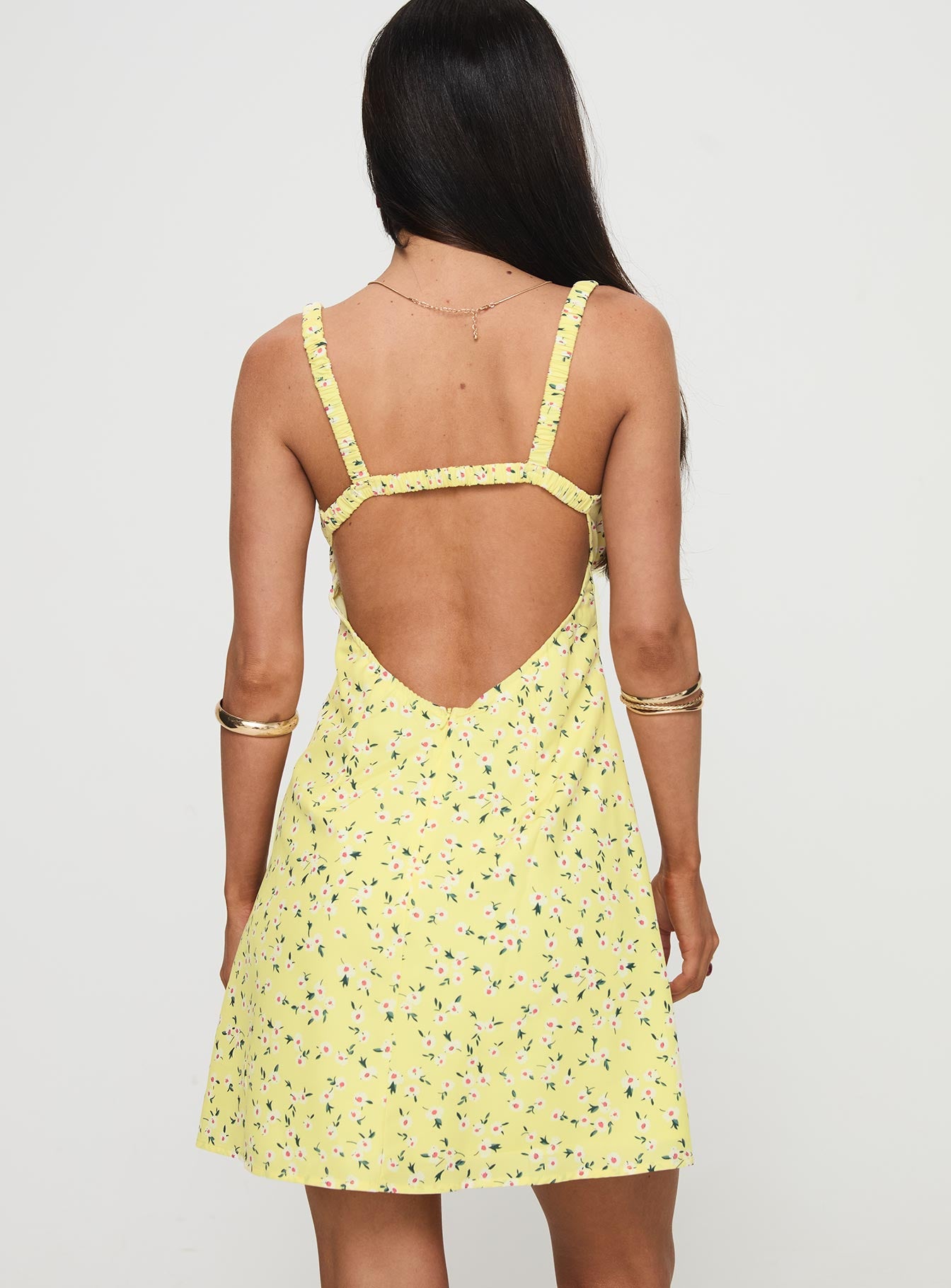 Georgia Mini Dress Yellow Floral Clearance New Arrival