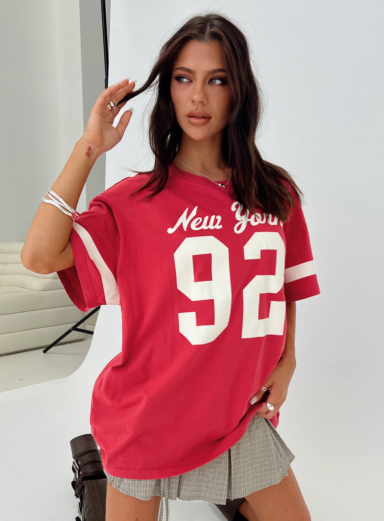 New York 95 Oversized Tee Red Discount Cheapest Pice