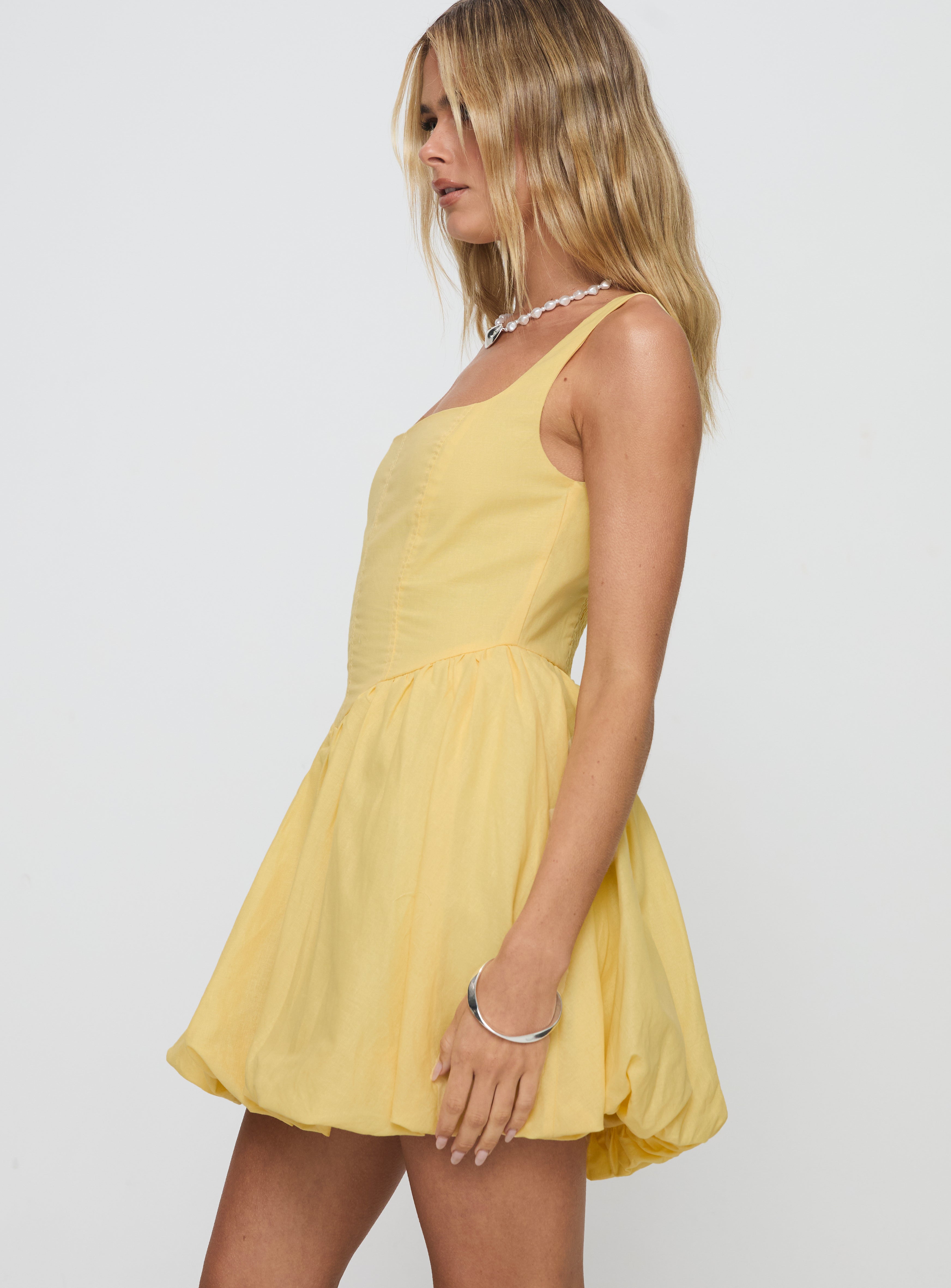 Alcott Bubble Hem Mini Dress Lemon Sale Wiki