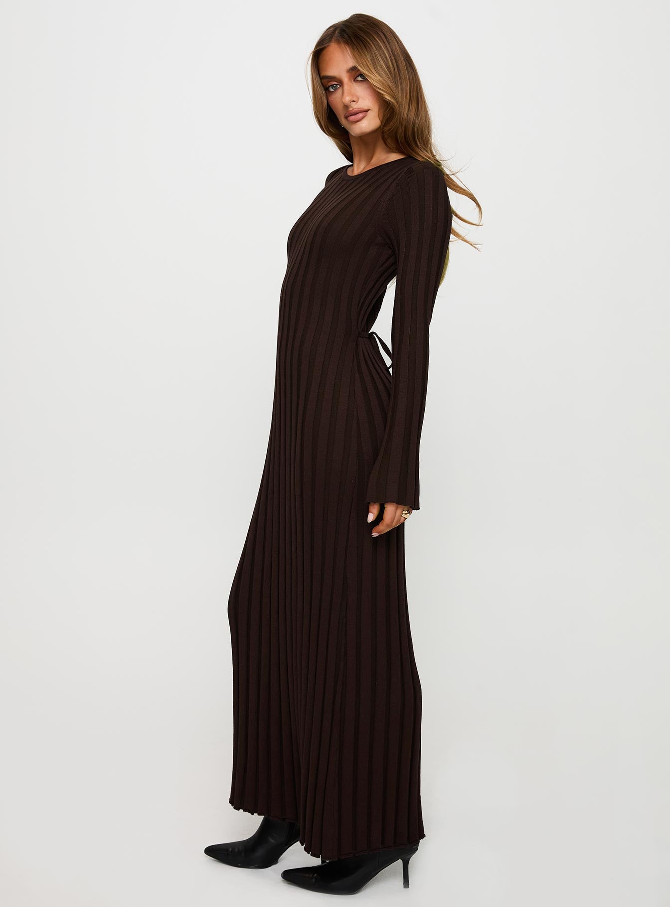 Vespa Long Sleeve Maxi Dress Brown Outlet Countdown Package