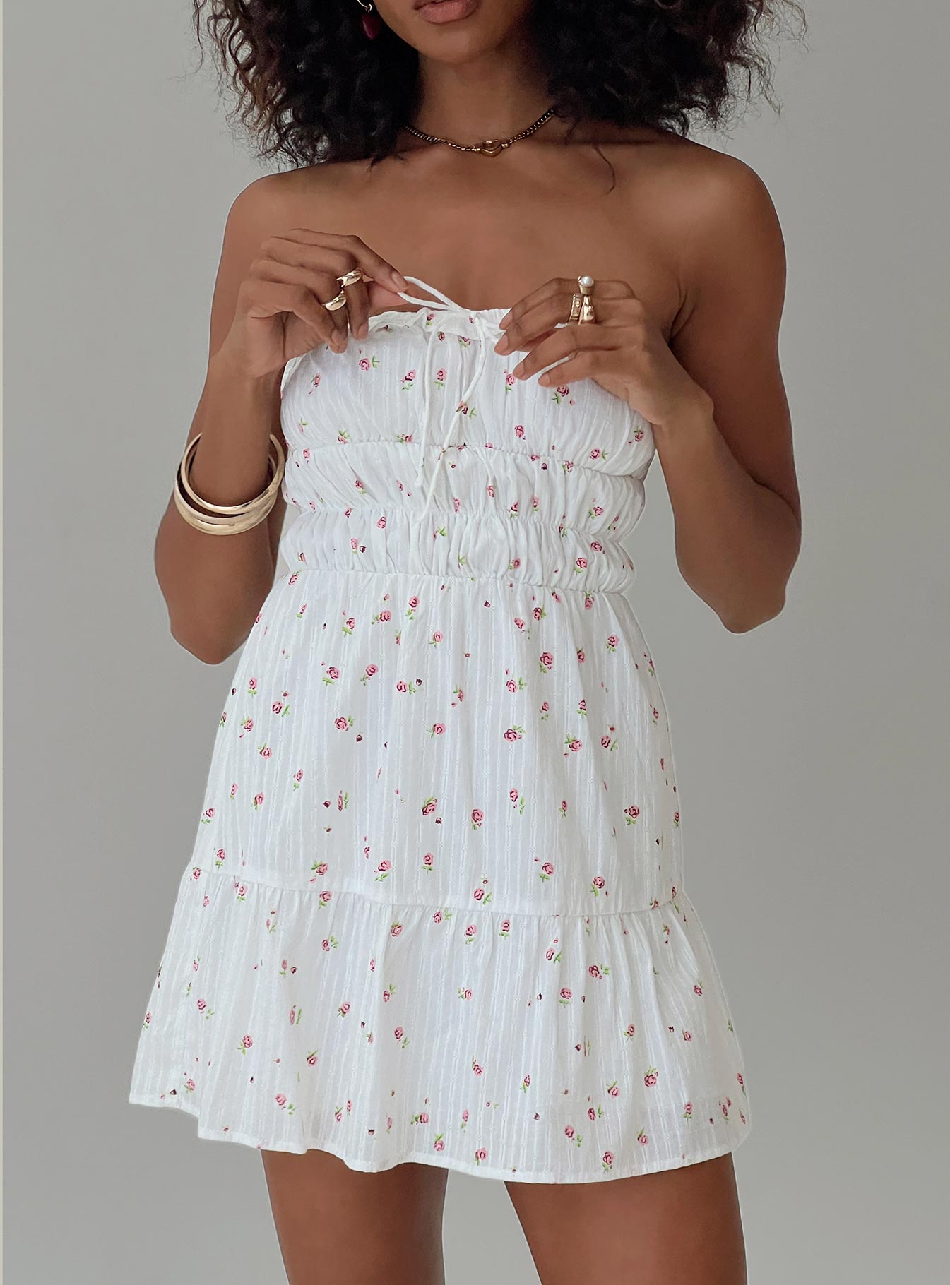 Kezzy Mini Dress White Floral Outlet