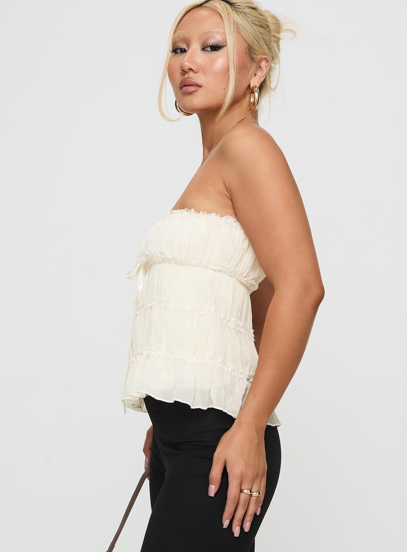 Avelina Strapless Top Cream Low Pice Fee Shipping For Sale