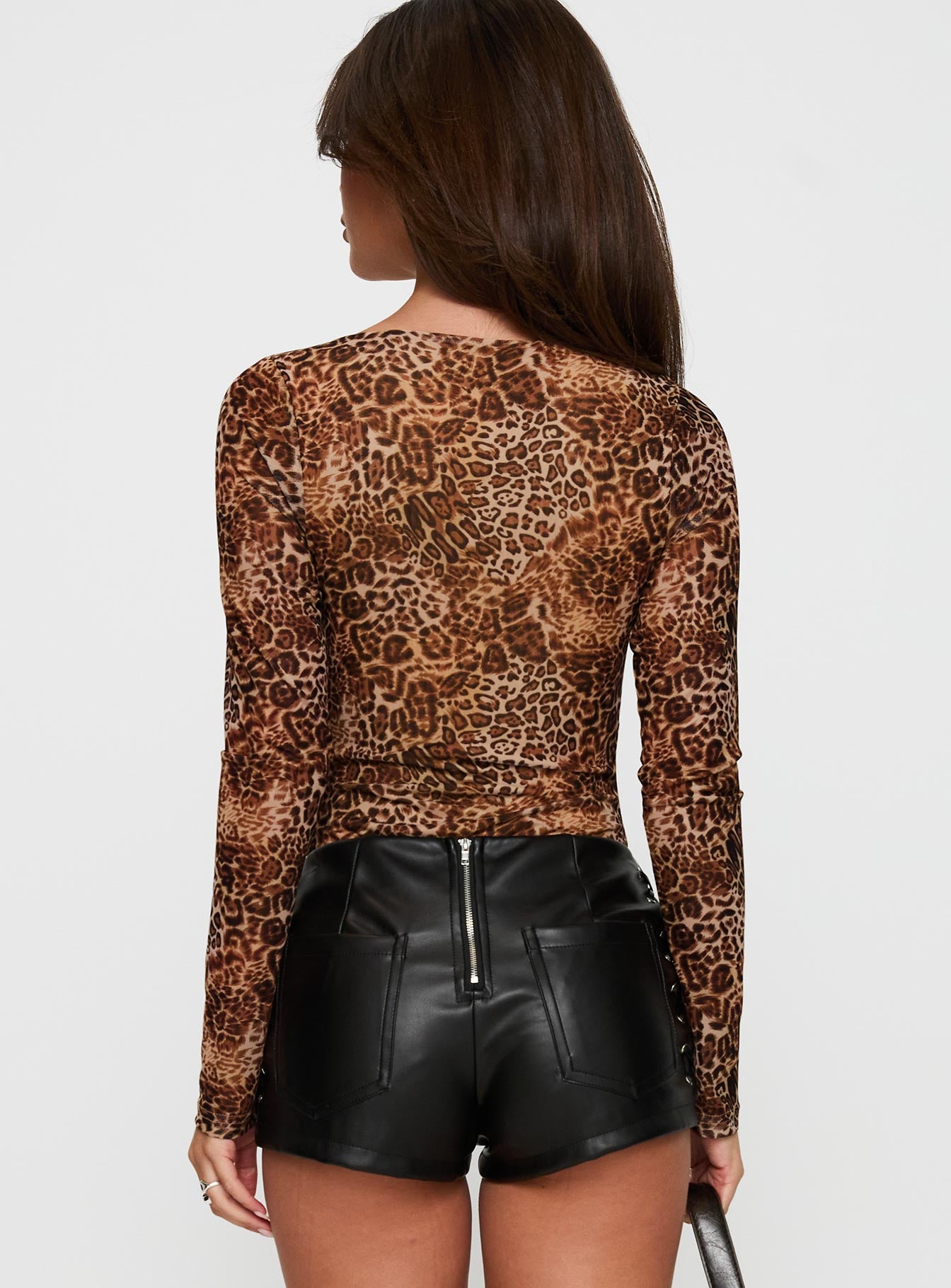 Elixia Long Sleeve Bodysuit Leopard Outlet Low Shipping Fee