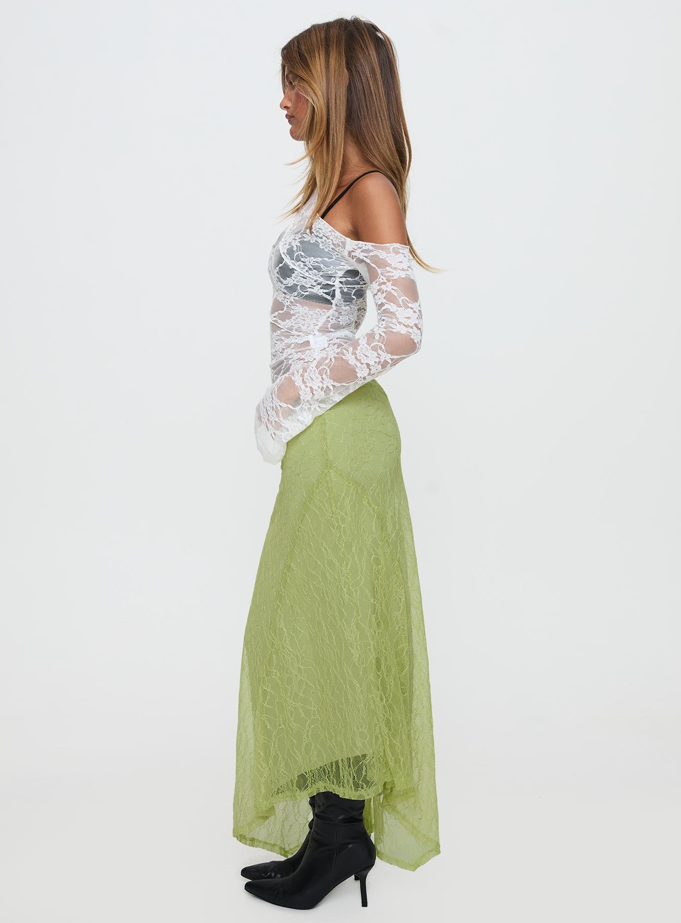 Dreamcatcher Lace Maxi Skirt Green High Quality For Sale