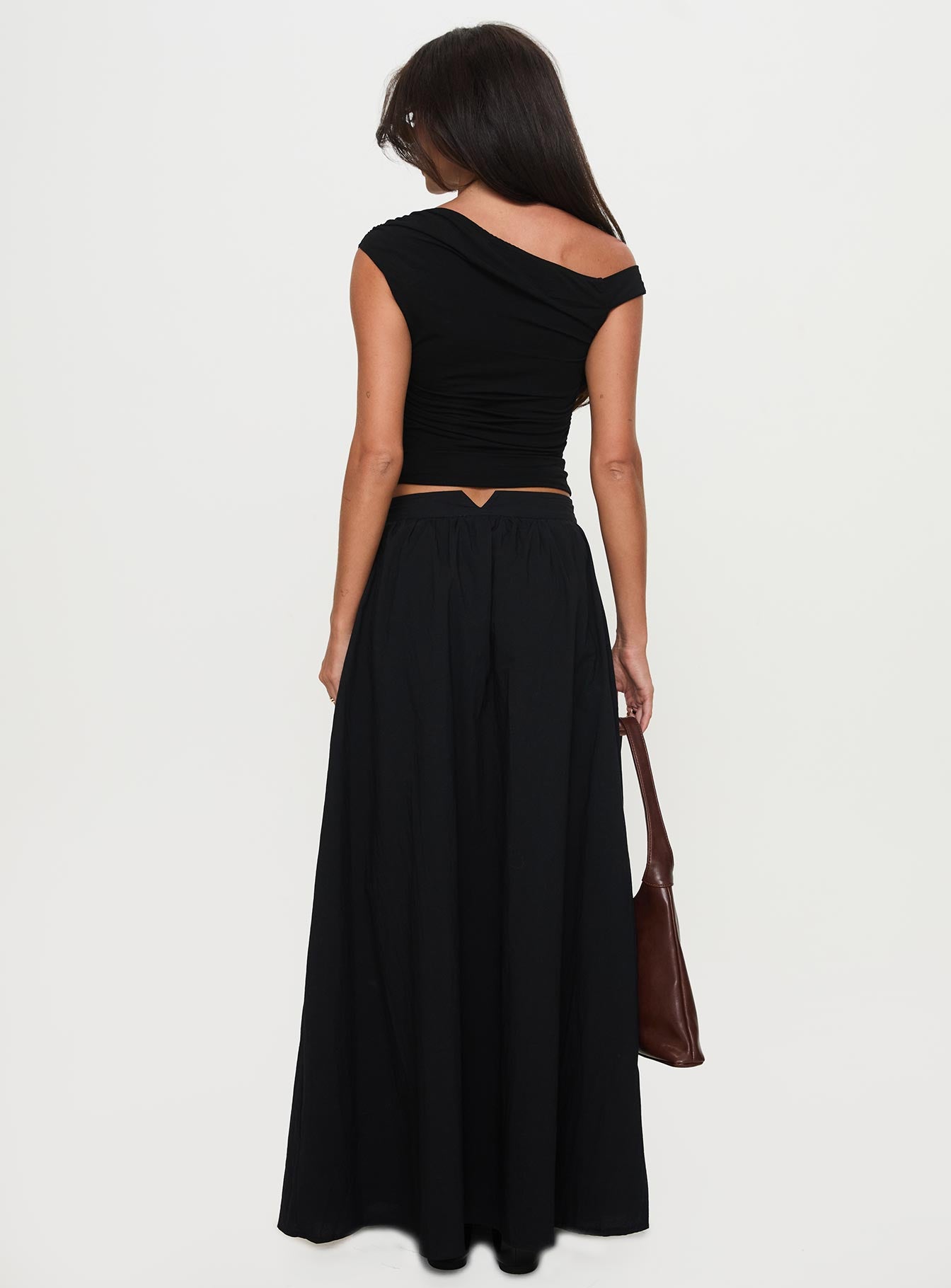 Rennata Gathered Mid Rise Maxi Skirt Black Free Shipping Largest Supplier