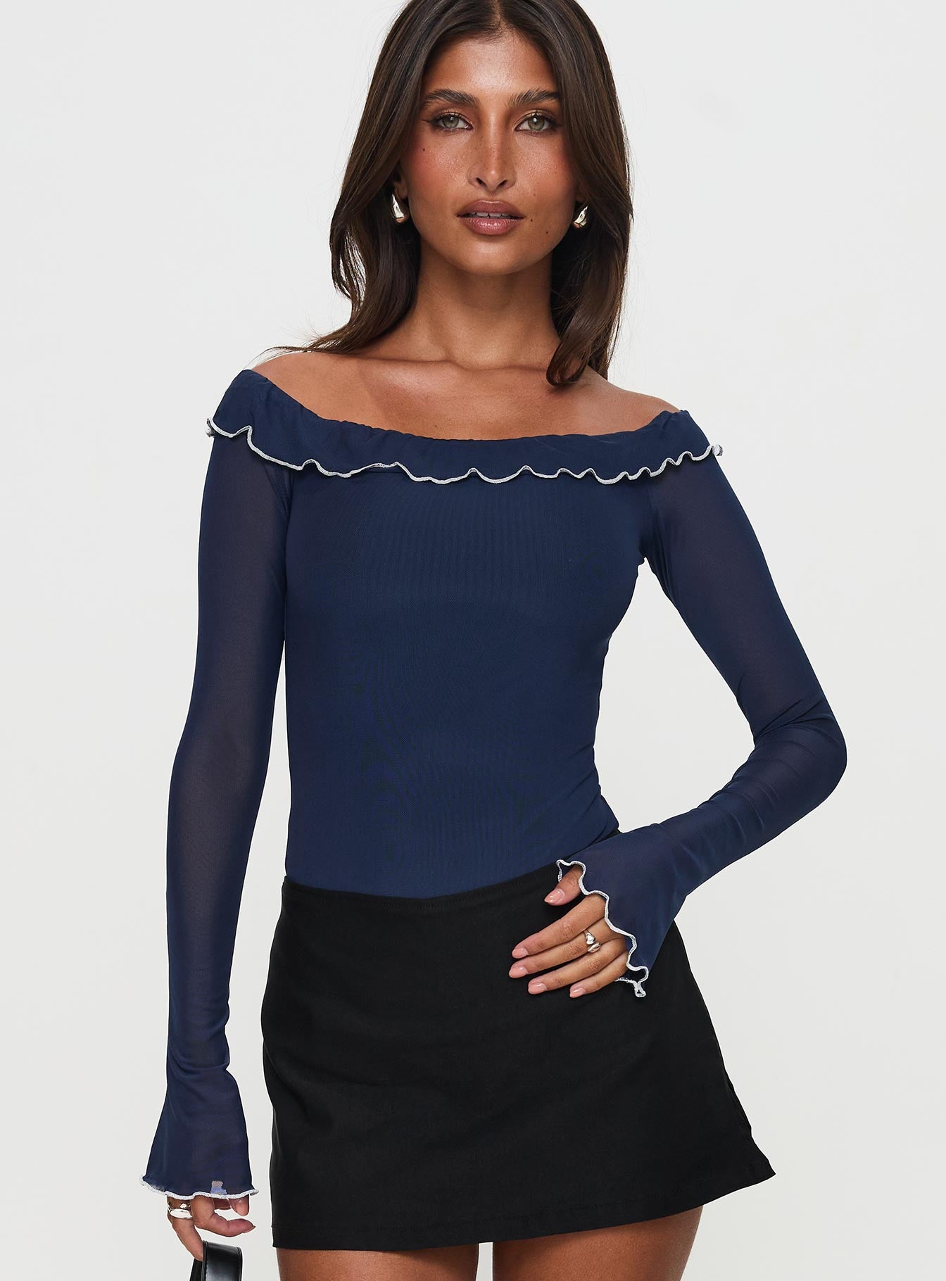 Arsema Off The Shoulder Bodysuit Navy Collections Cheap Online