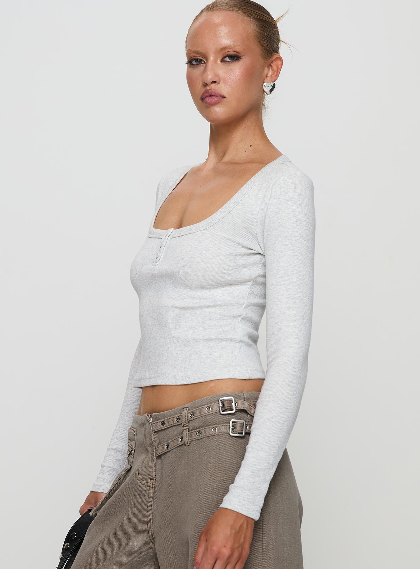 Daphine Long Sleeve Top Grey Discount Manchester