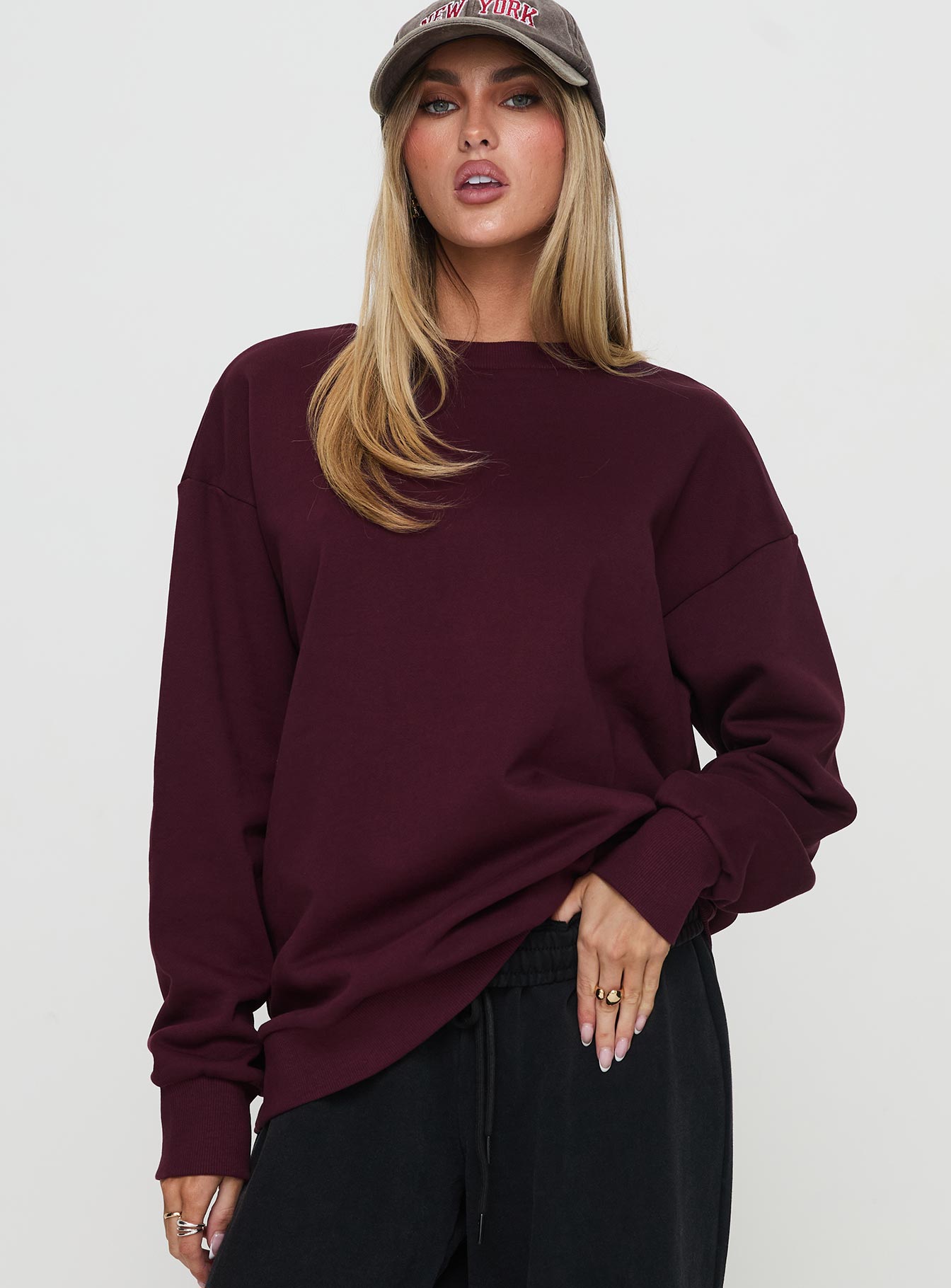 All Day Crewneck Sweatshirt Wine Visit New Online