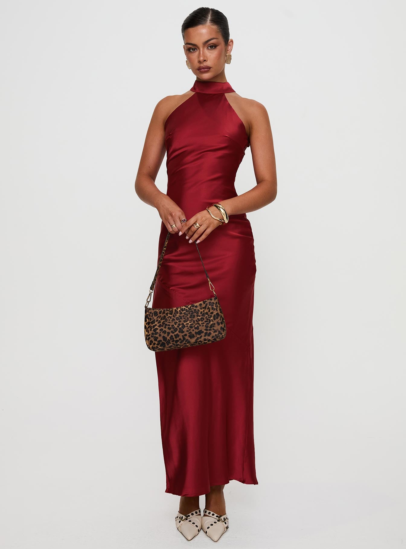 Mordecai Halter Maxi Dress Burgundy Clearance Explore