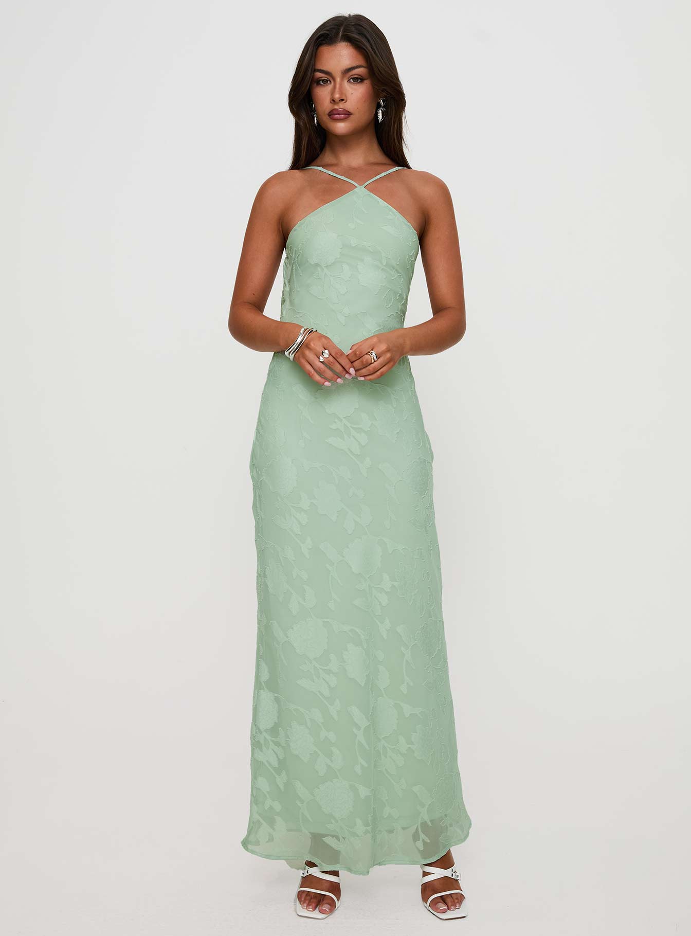 Zoelle Halter Maxi Dress Sage Big Discount Cheap Pice