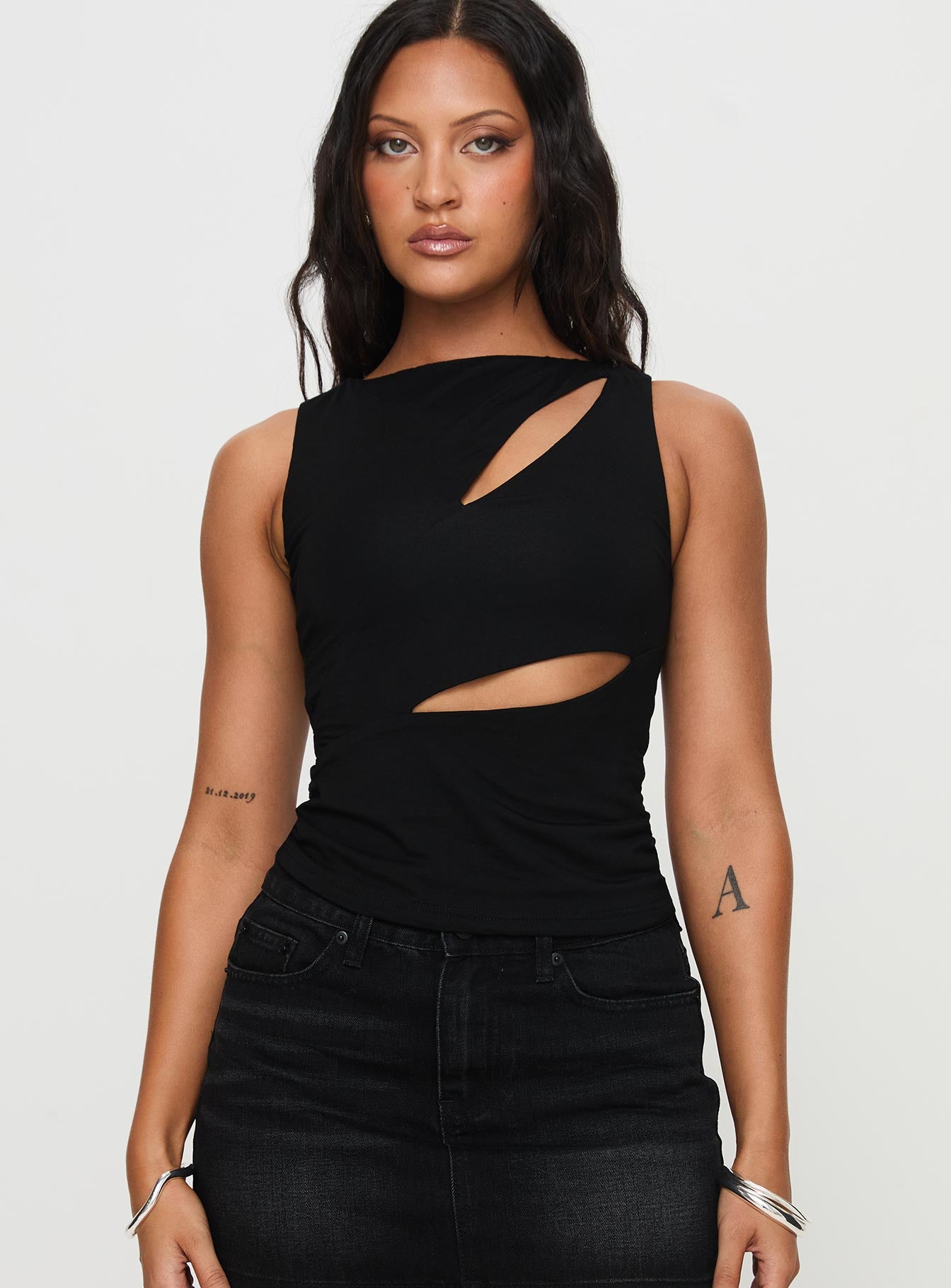 Ablaze Cut Out Top Black Cheap Sale Visit