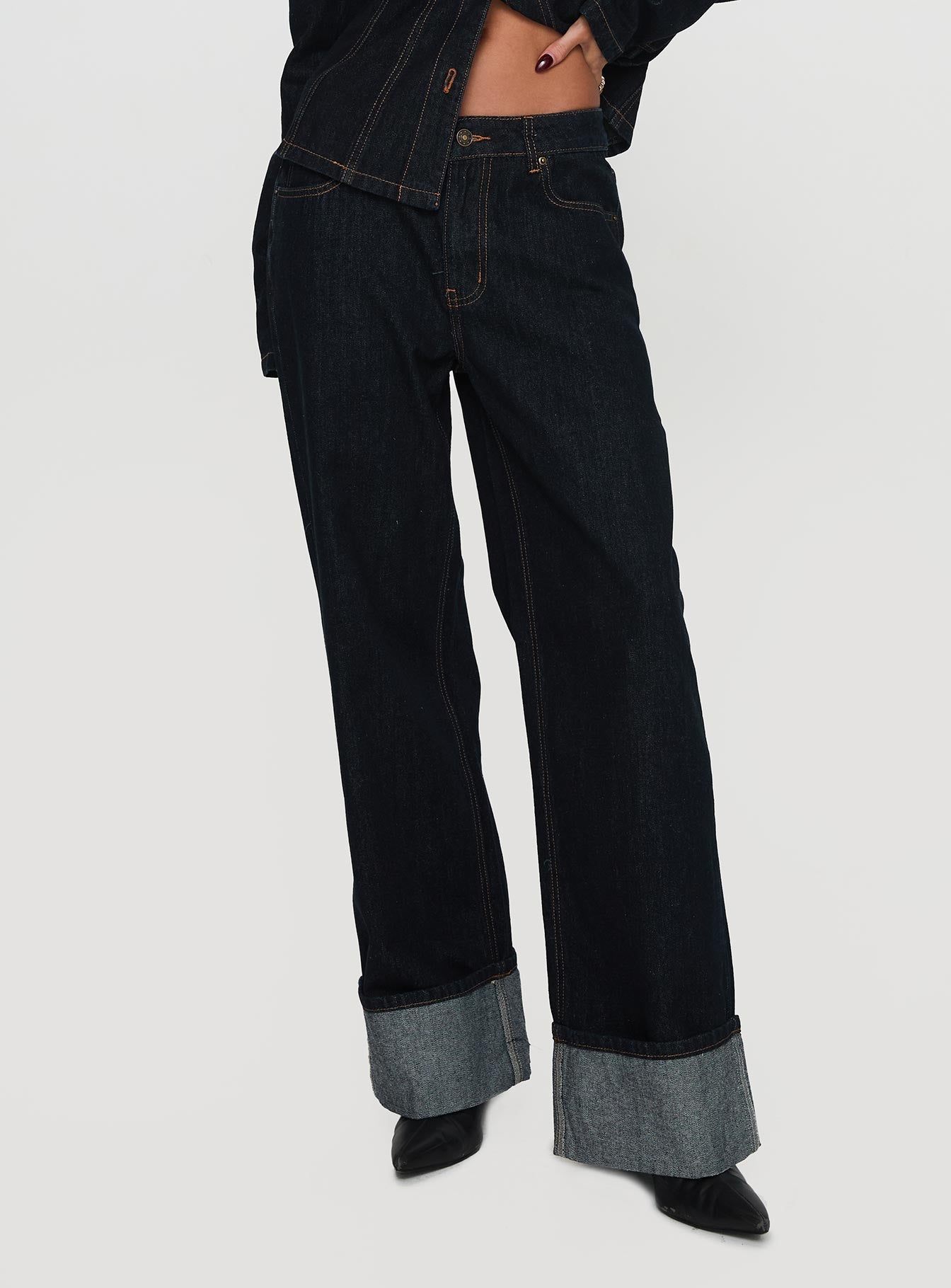 Top Model Cuffed Jean Dark Denim Pay With Visa Sale Online