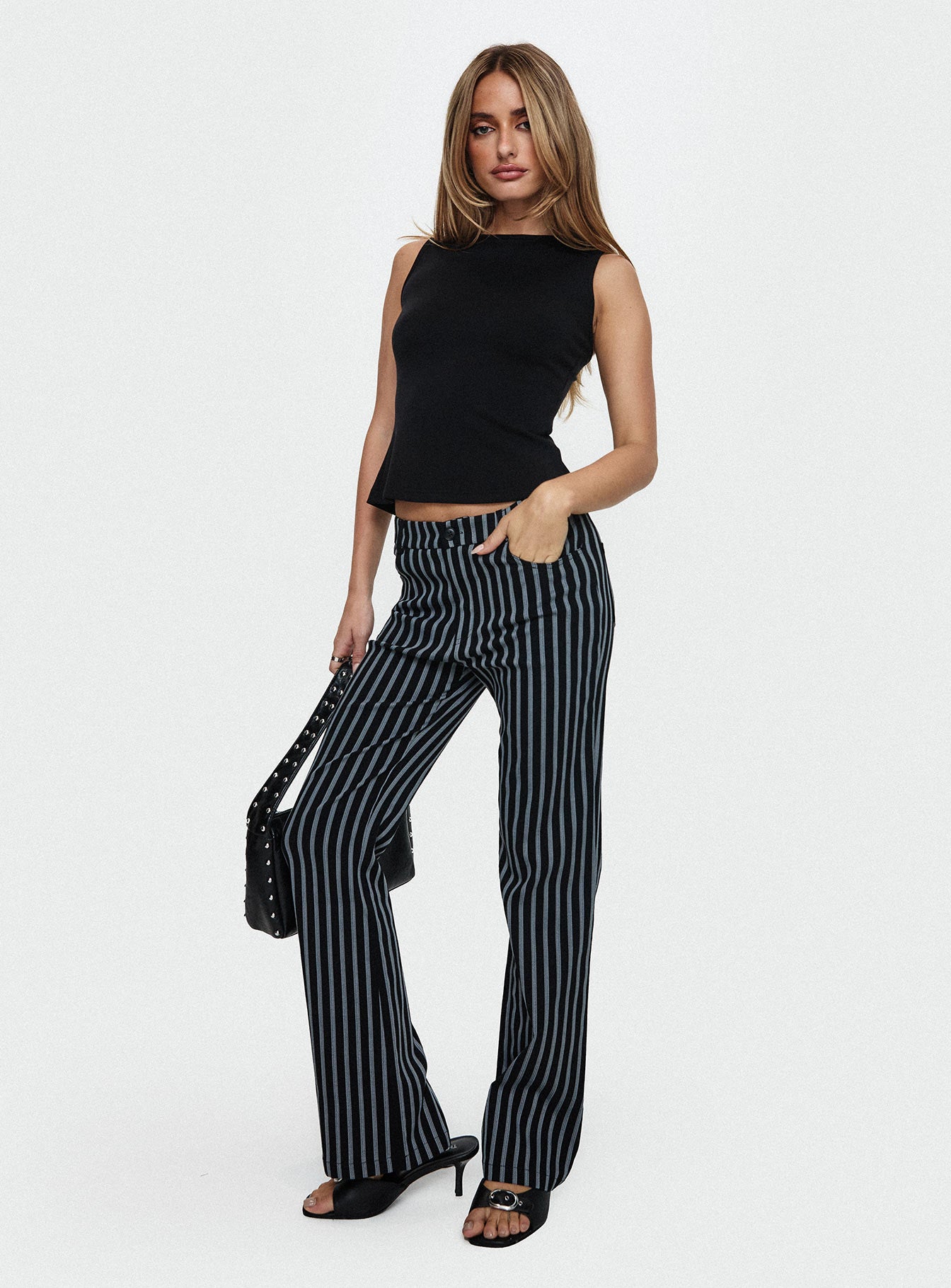 Allude Low Waist Pinstripe Pant Black Cheap Perfect