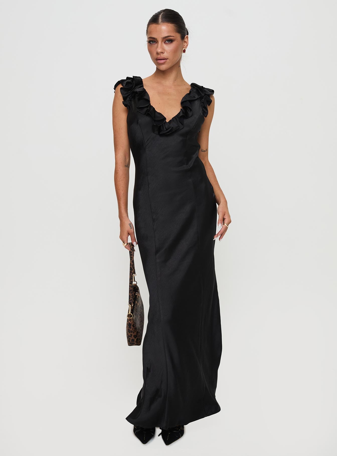 Butacup Frill Maxi Dress Black Outlet For Sale