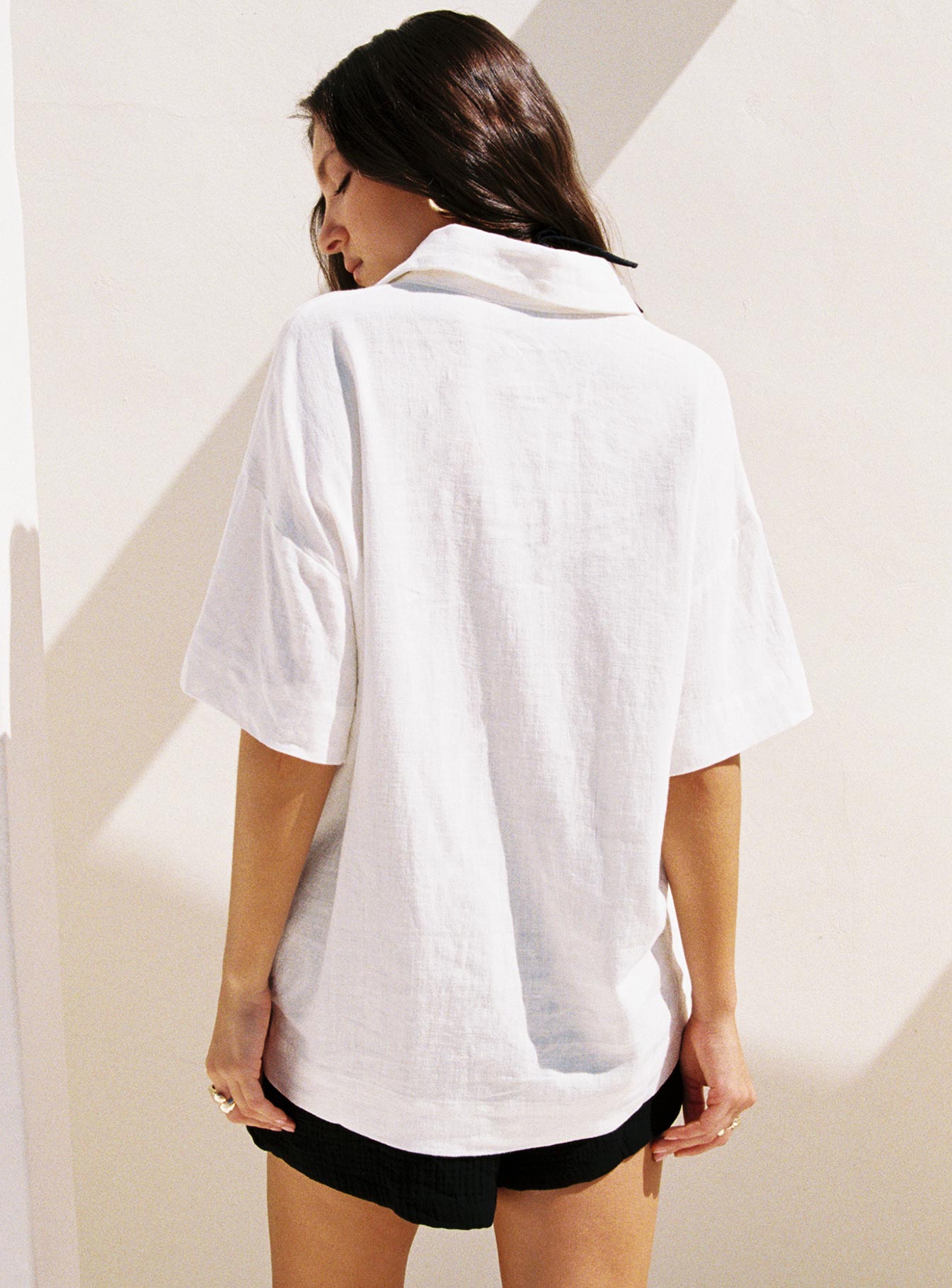 Goody Linen Button Front Top White Official