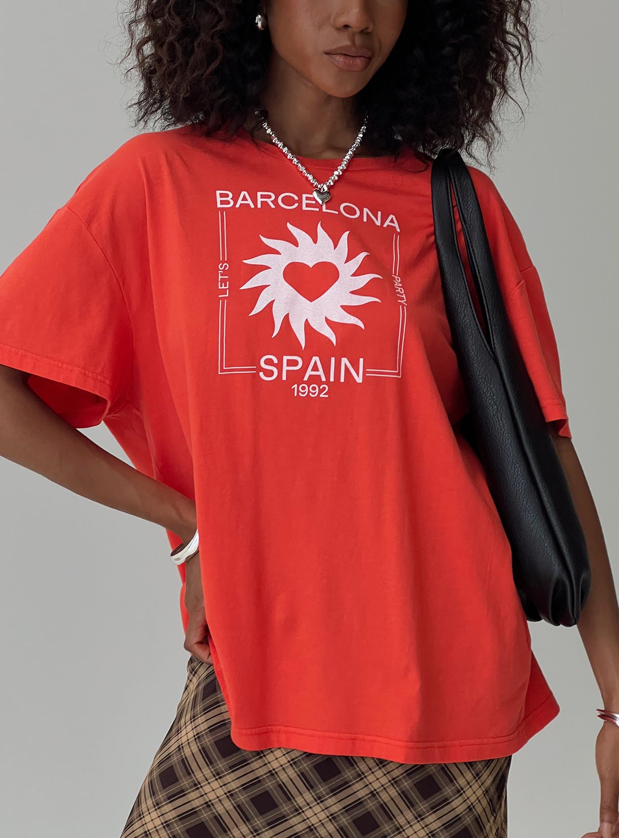 Party In Barcelona Oversized Tee Red Discount Professional