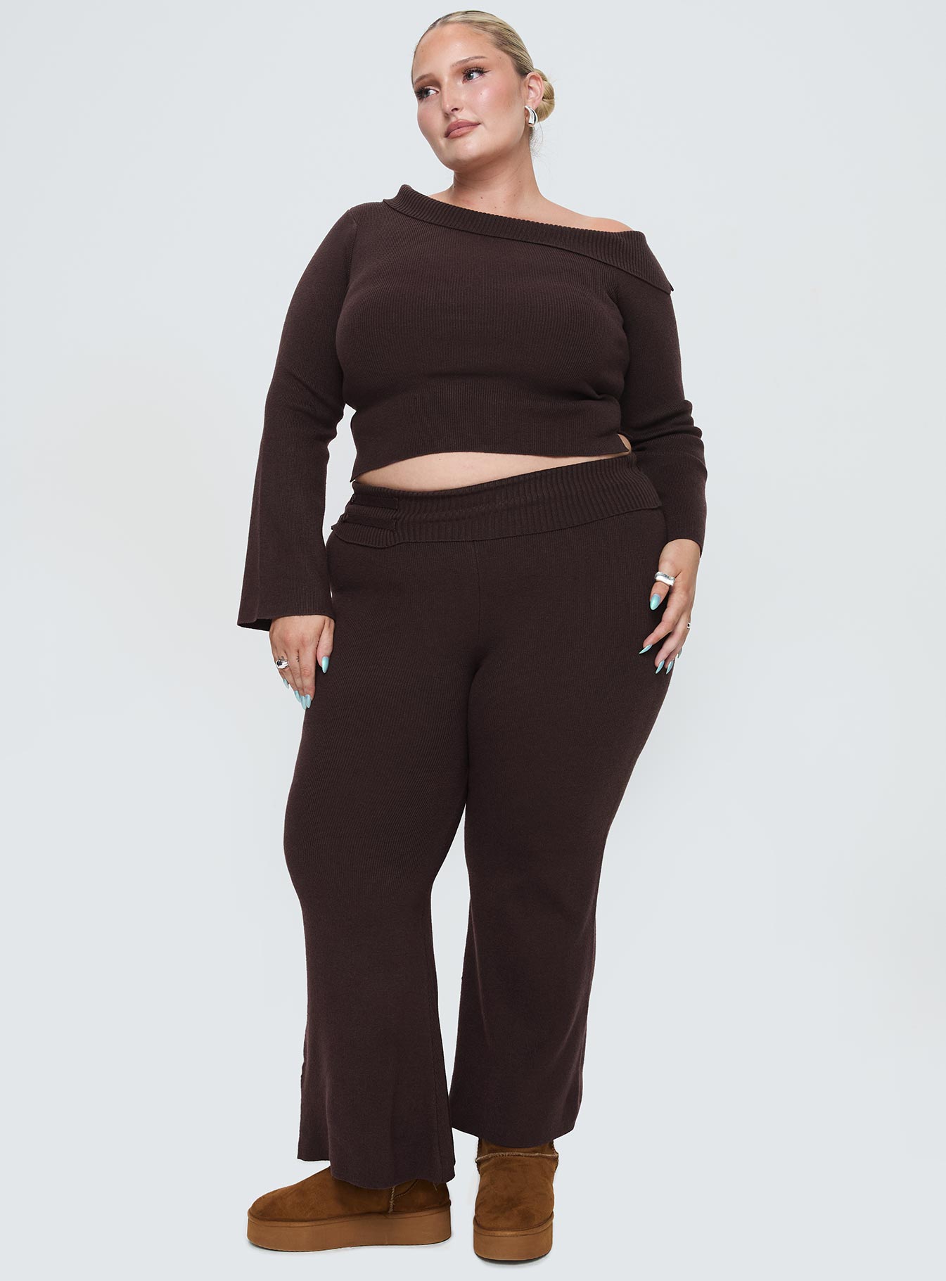 Try Me Knit Pants Chocolate Curve Sale Low Pice