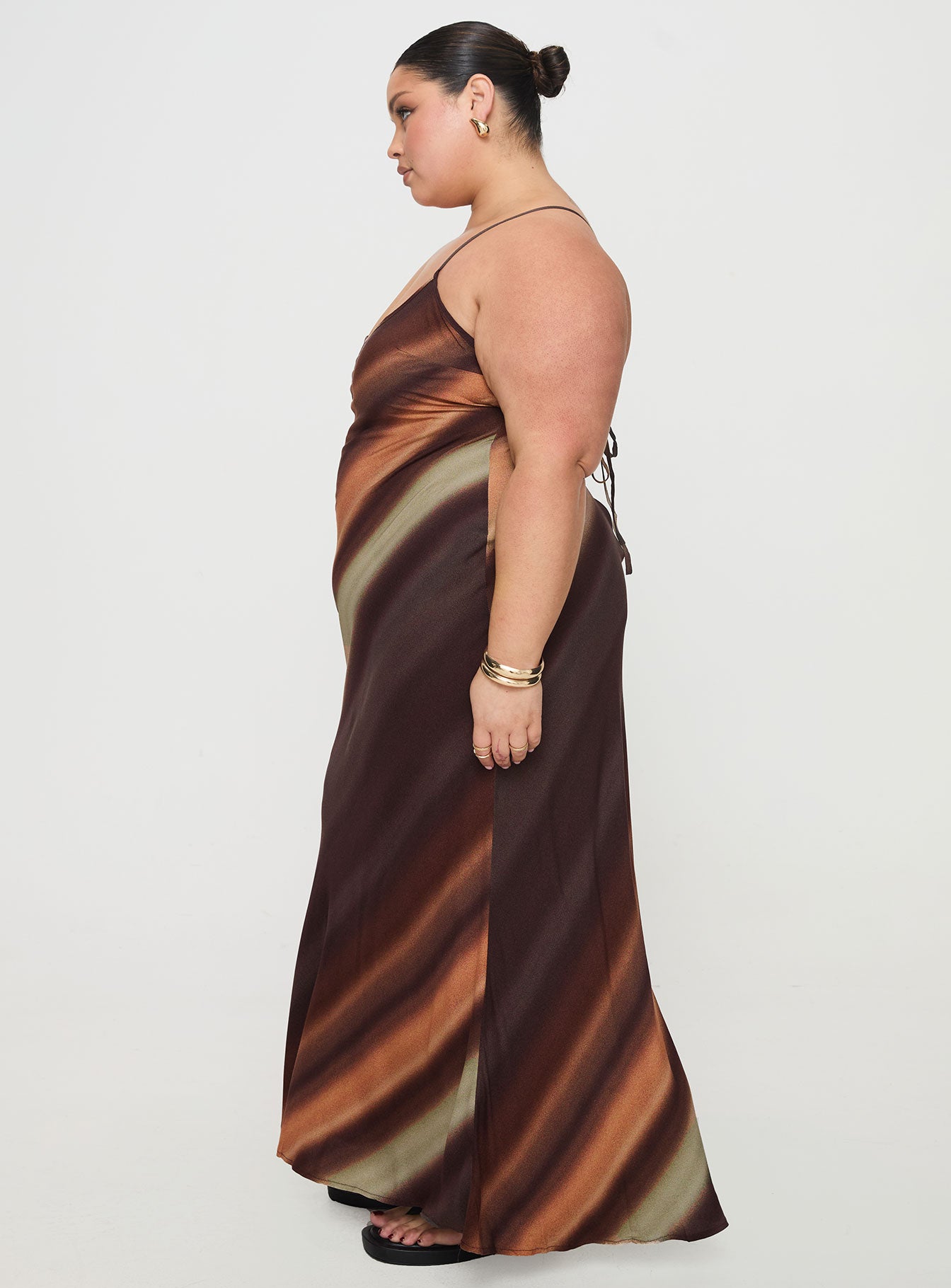 Otillie Maxi Dress Brown Multi Curve Store Sale