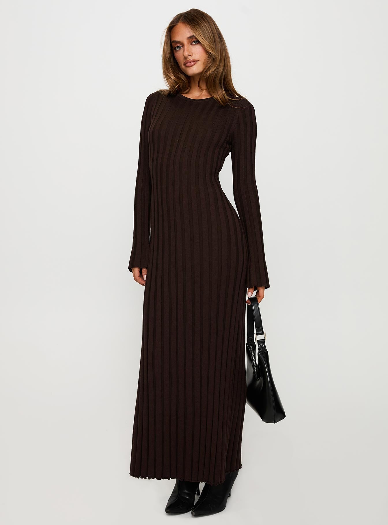 Vespa Long Sleeve Maxi Dress Brown Outlet Countdown Package