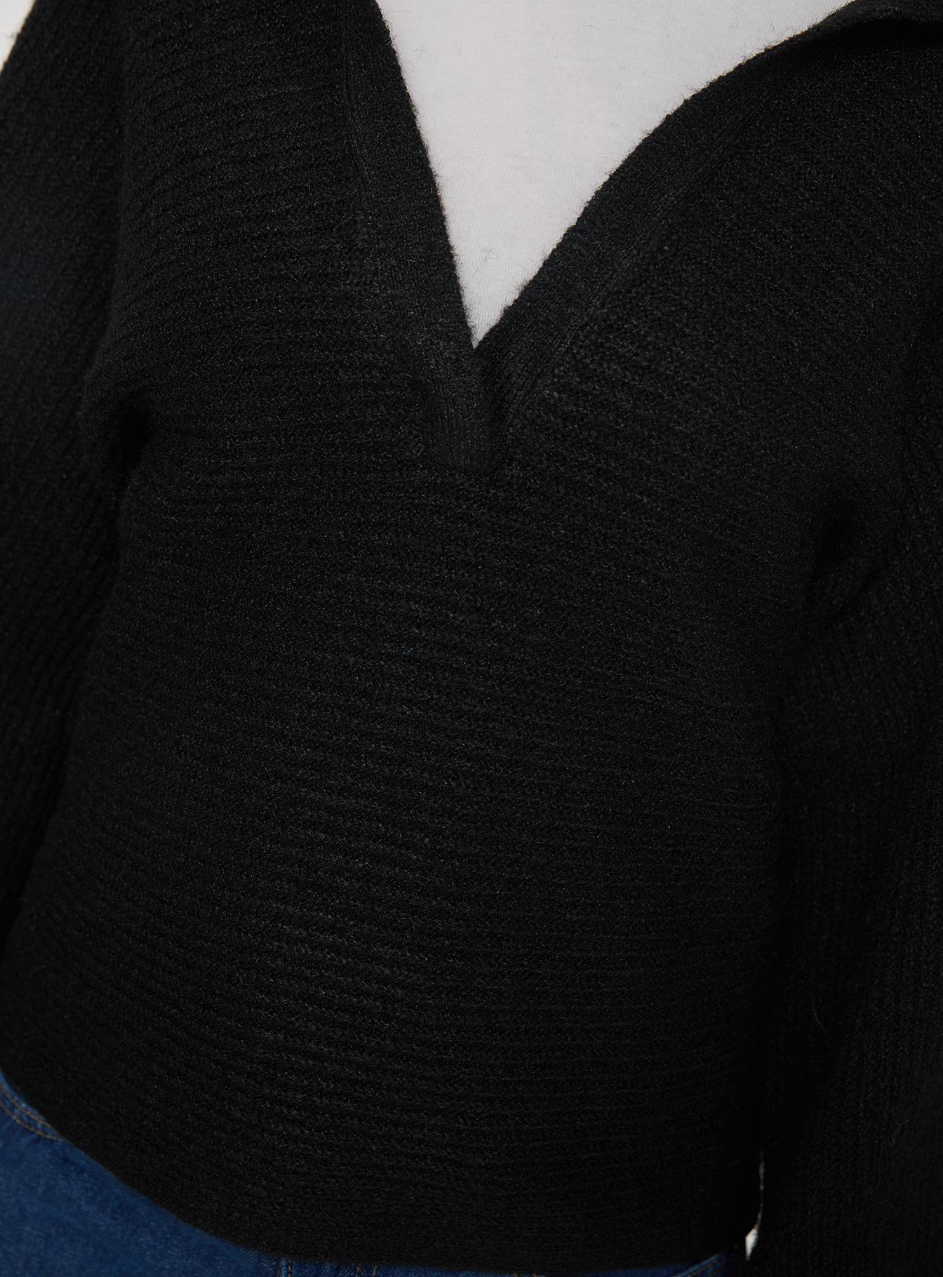 Bella Notched Neck Sweater Black Buy Cheap Best Sale