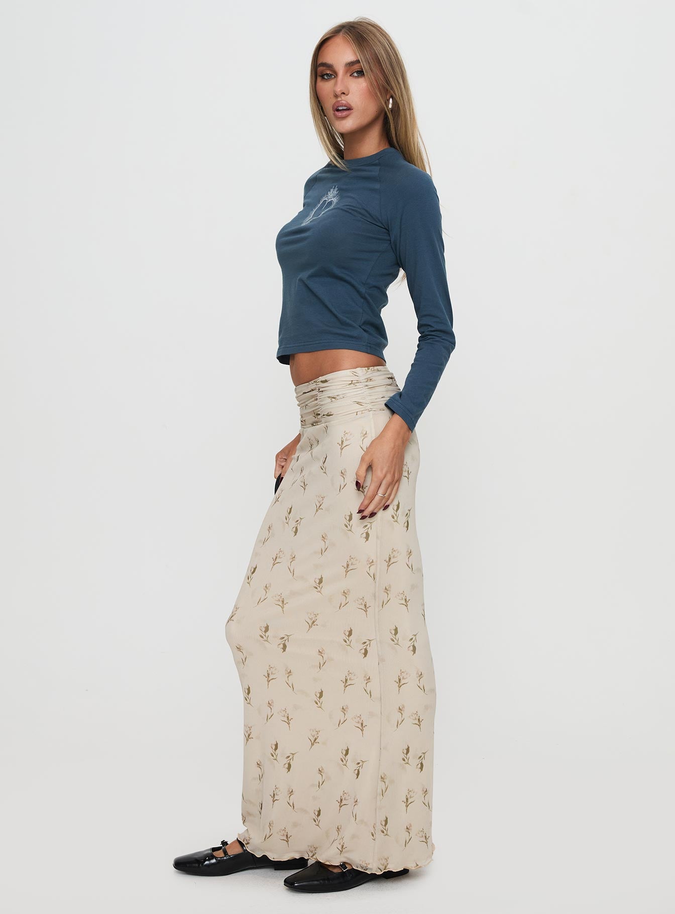 Aliceyn Ruched Maxi Skirt Multi Floral Free Shipping Buy