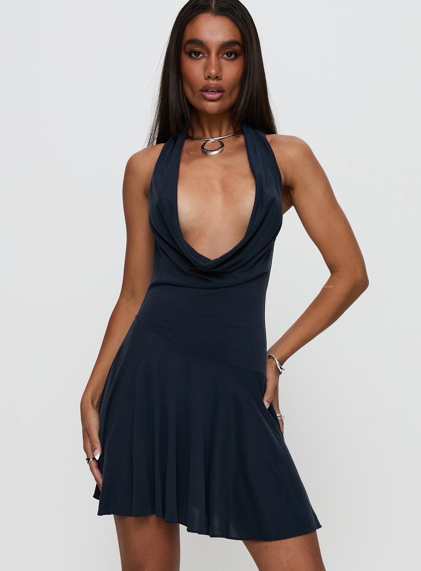 Body Heat Cowl Mini Dress Navy Outlet Store Online