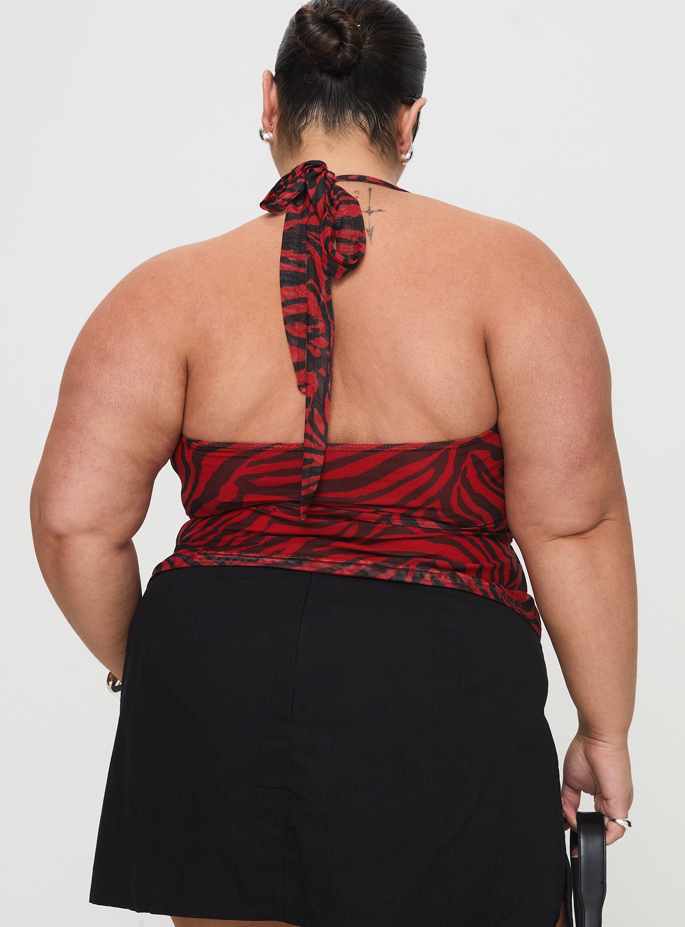 Cielo Mesh Halter Top Red Zebra Curve Store Sale Online