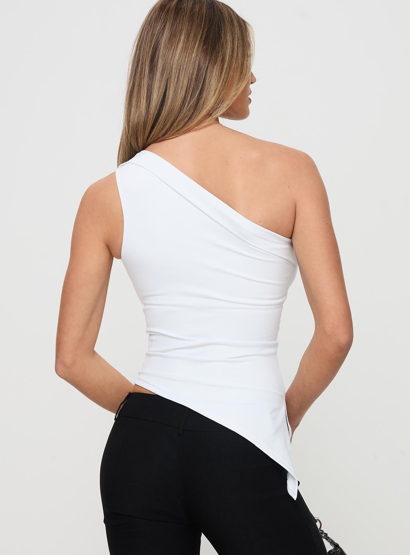 Lunah One Shoulder Top White Free Shipping 100% Original