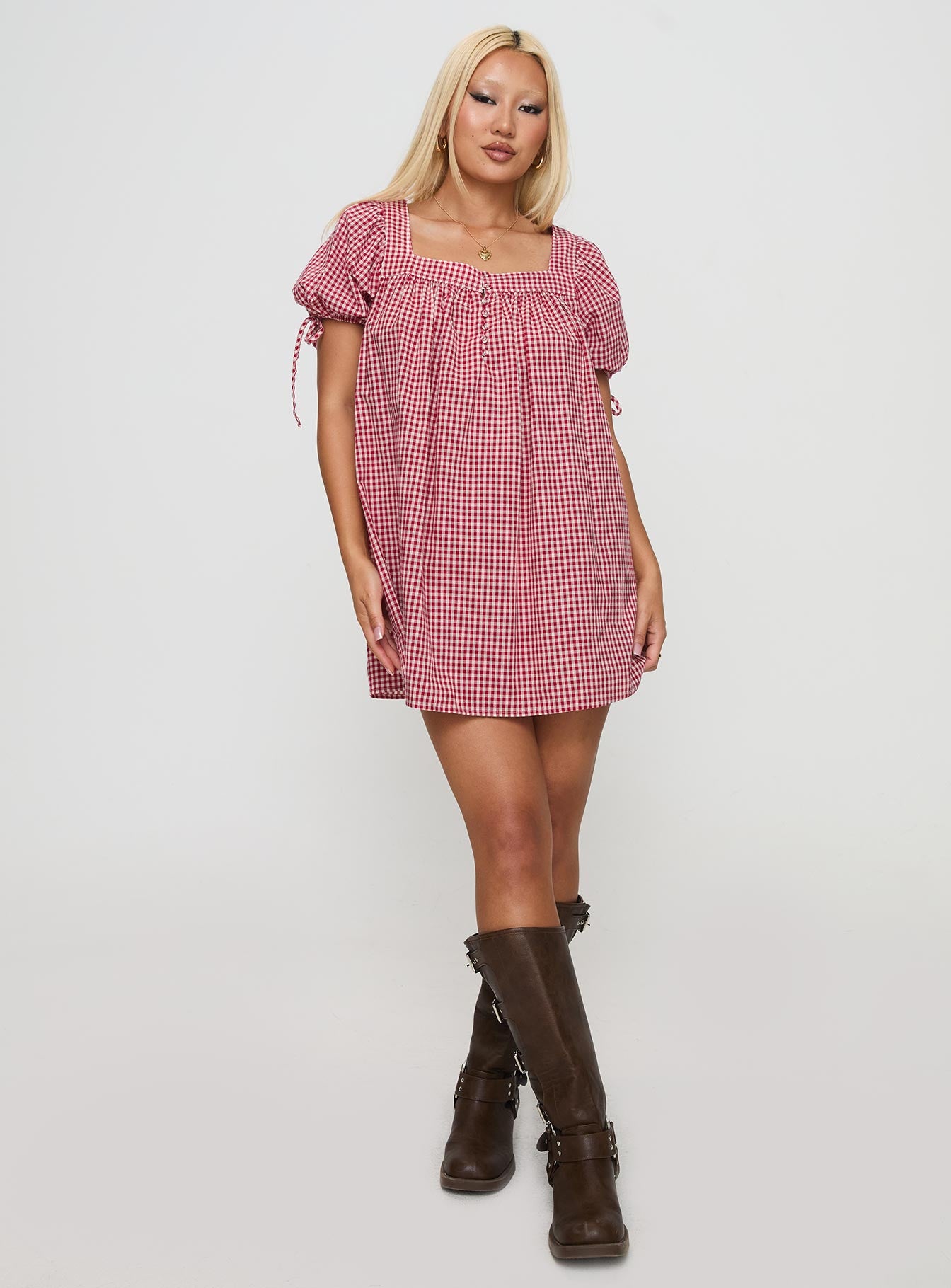 Lilibet Mini Dress Red Gingham 100% Authentic Cheap Online