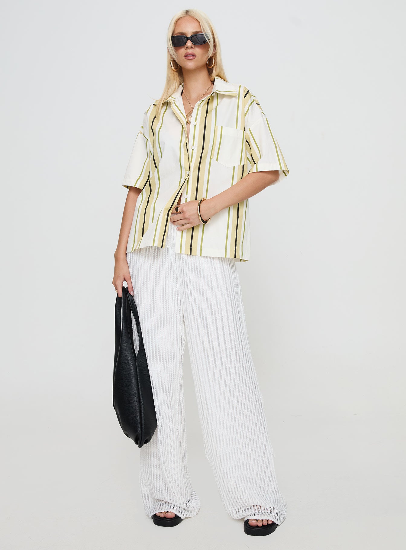 Karyn Top White / Yellow Stripe Sale Cheapest