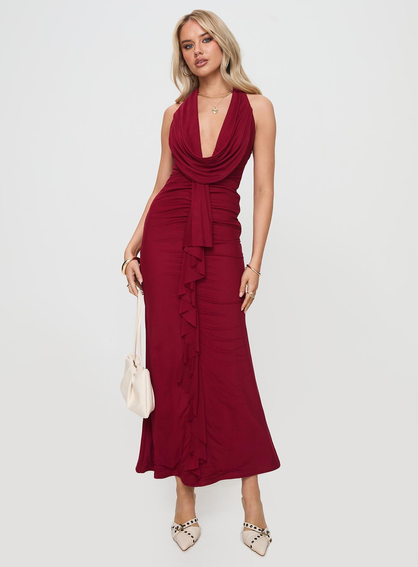 Corzetti Maxi Dress Burgundy Buy Cheap Very Cheap