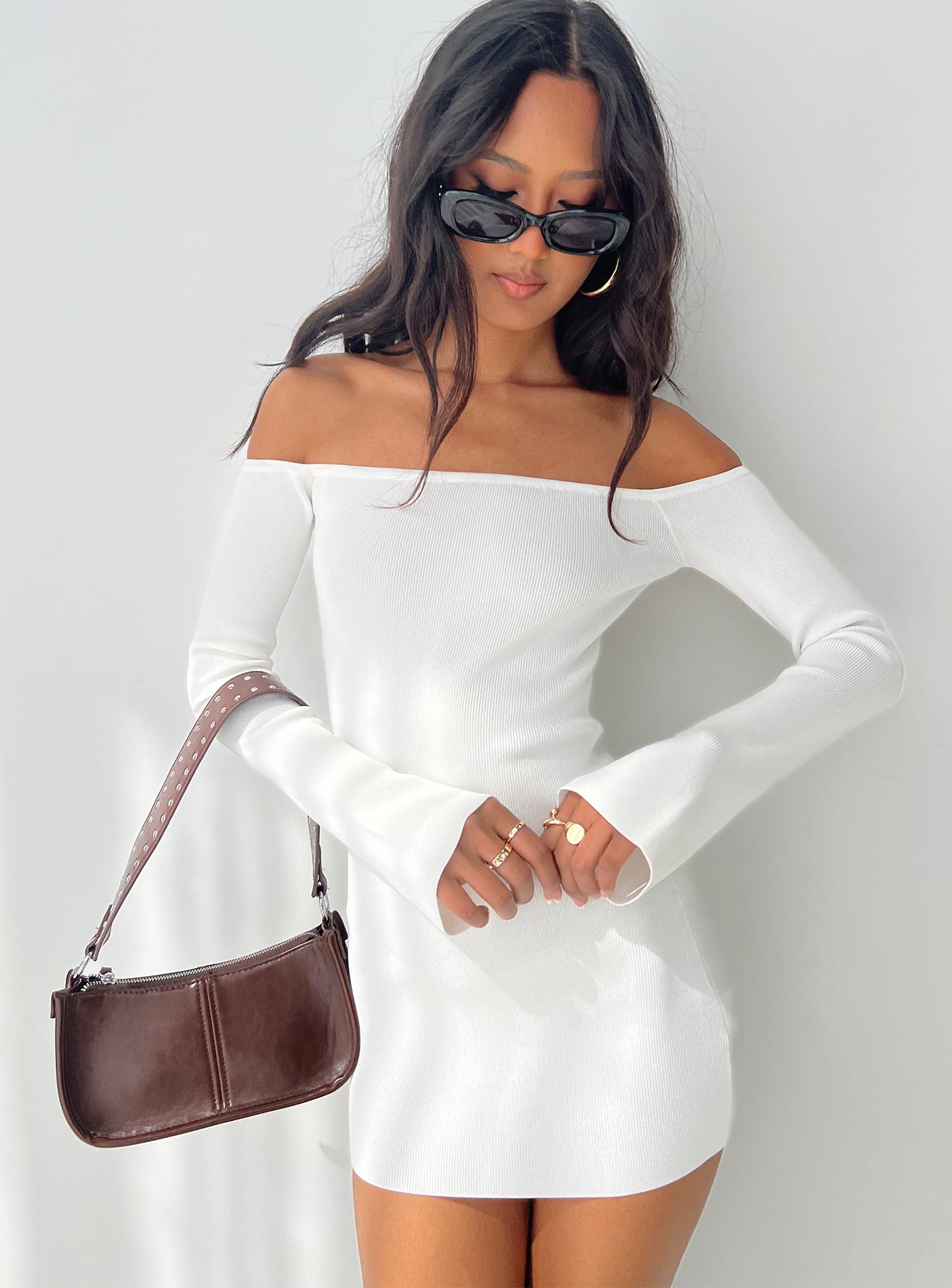 Parisa Long Sleeve Mini Dress White Sale Comfortable