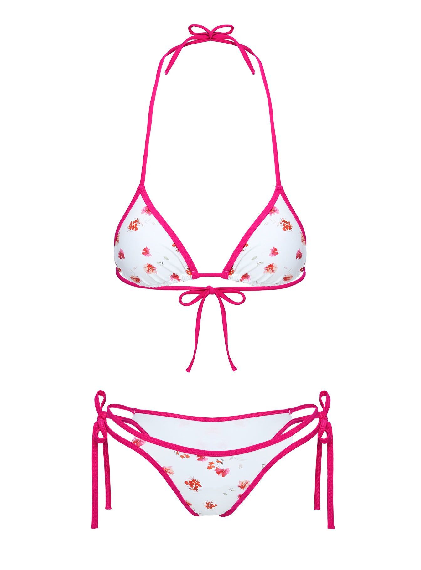 Bellarosa Triangle Bikini Top White / Pink Floral Sale Shop Offer