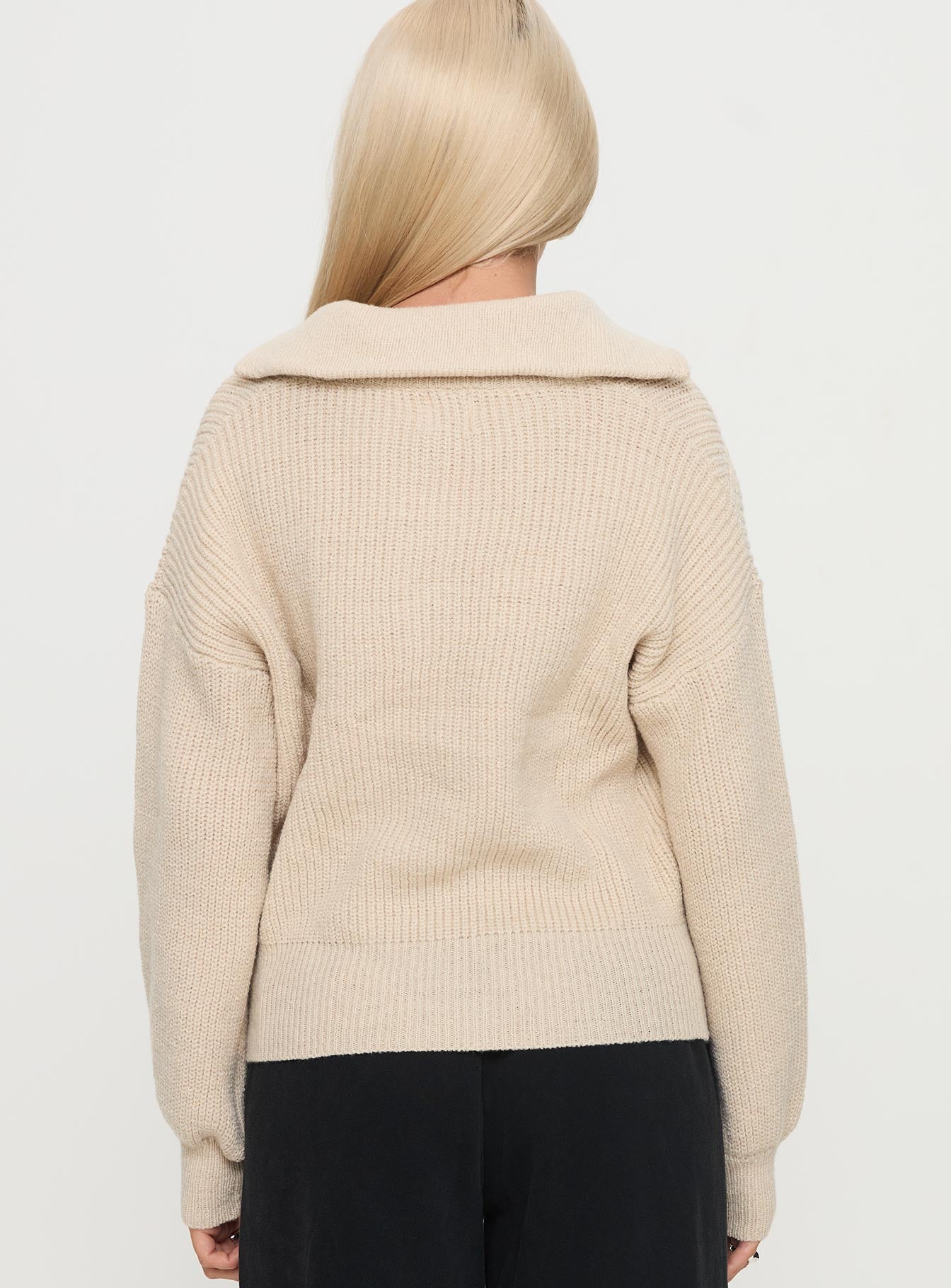 Fireheart Zip Through Knit Sweater Beige For Sale Online