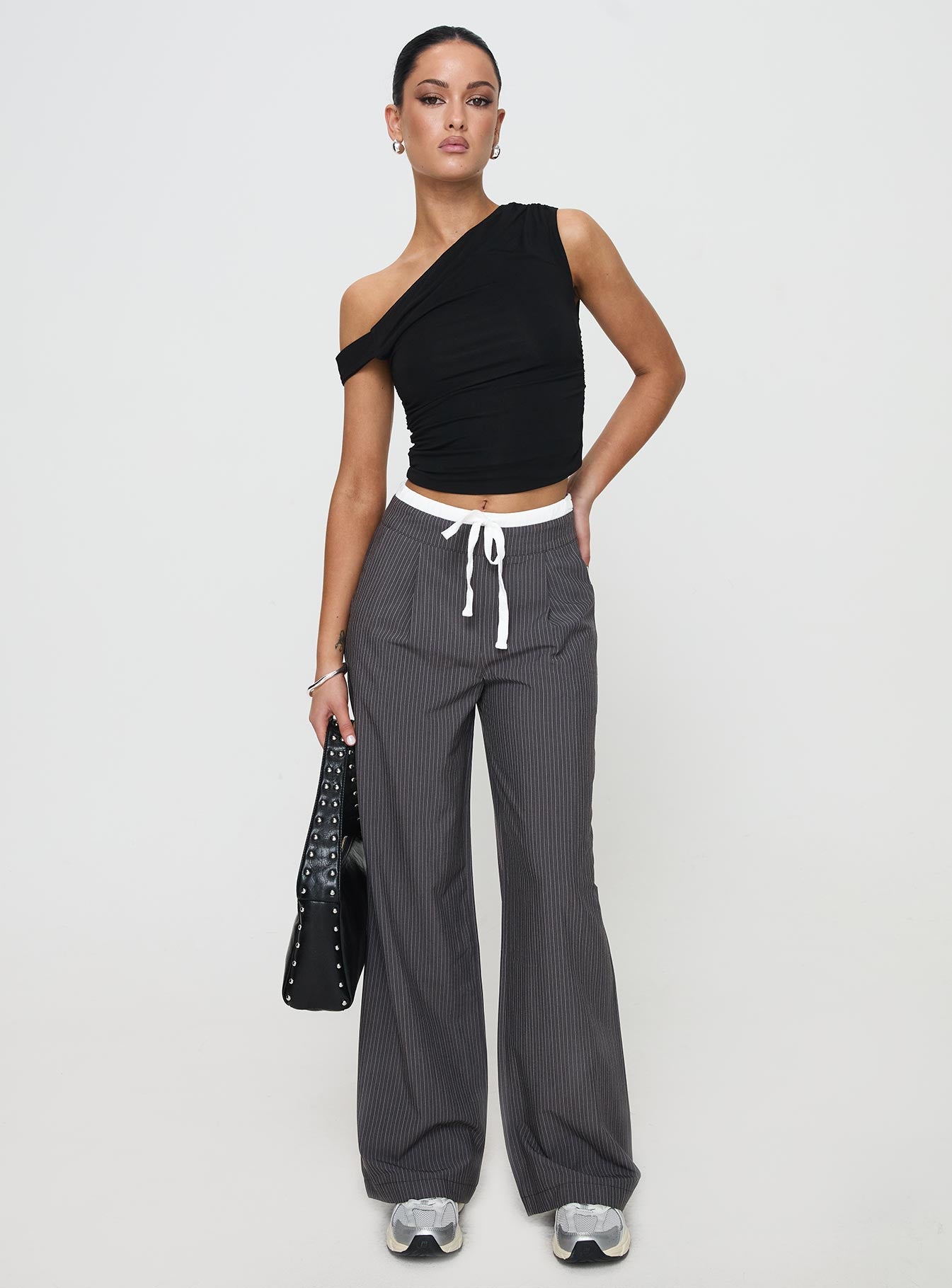 Auclaire Pinstripe Pant Charcoal Sale Visit