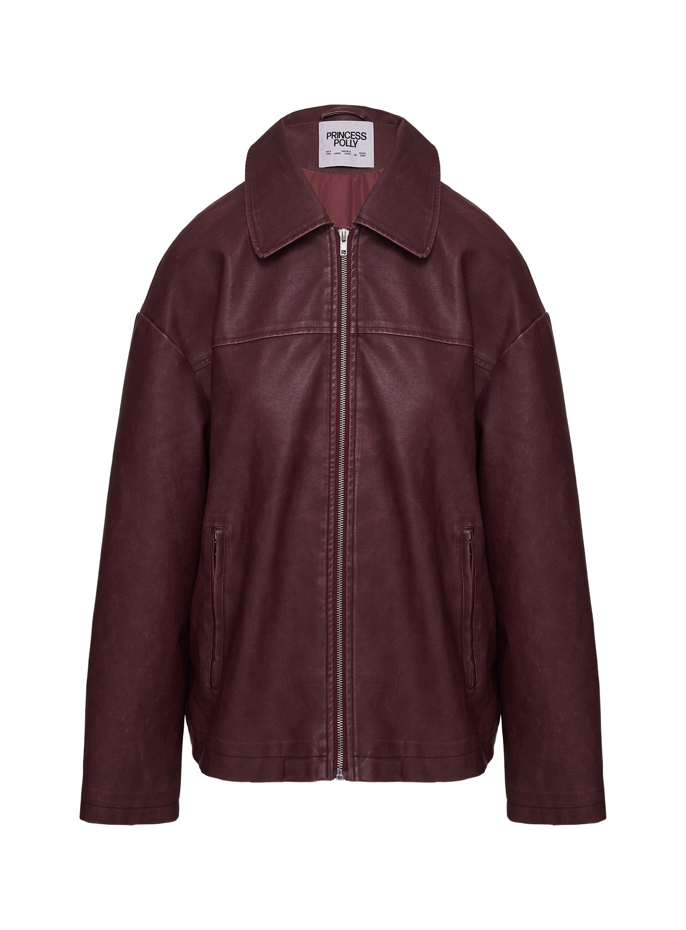 Napoleon Faux Leather Jacket Burgundy Cheap Sale Purchase