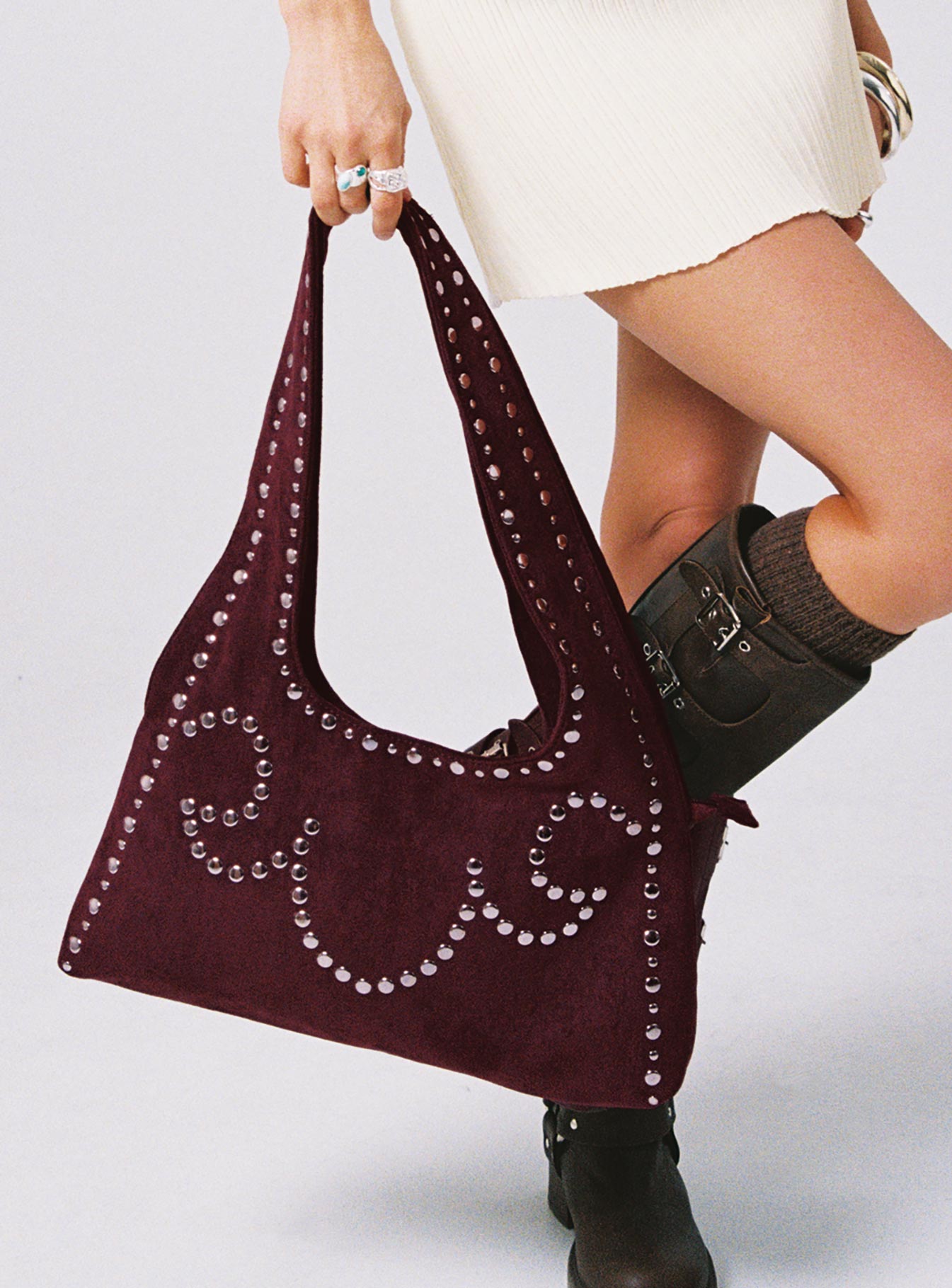 Lemoni Stud Bag Burgundy Outlet Countdown Package