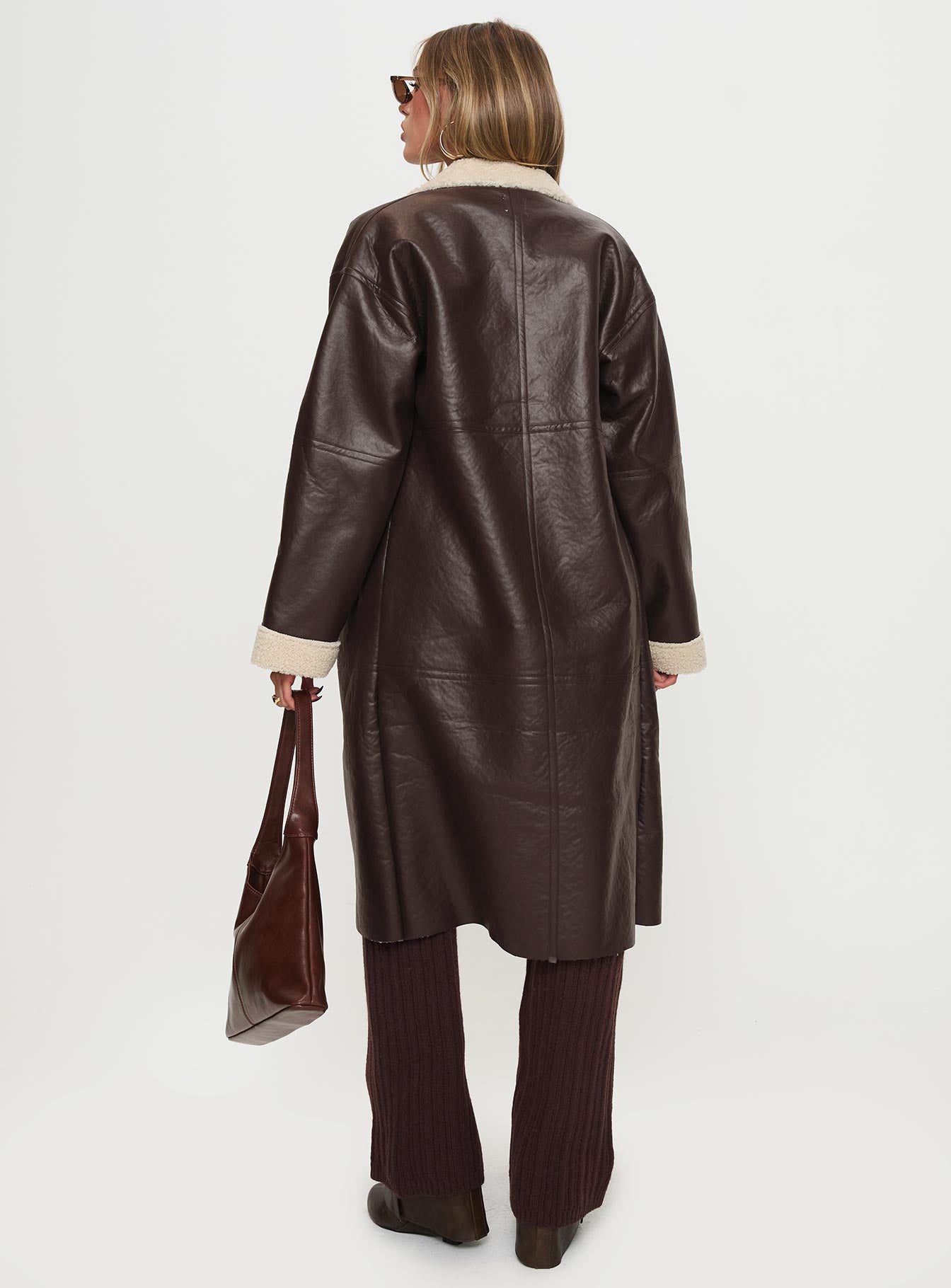 Ammelia Shearling Long-line Jacket Brown Popular Sale Online